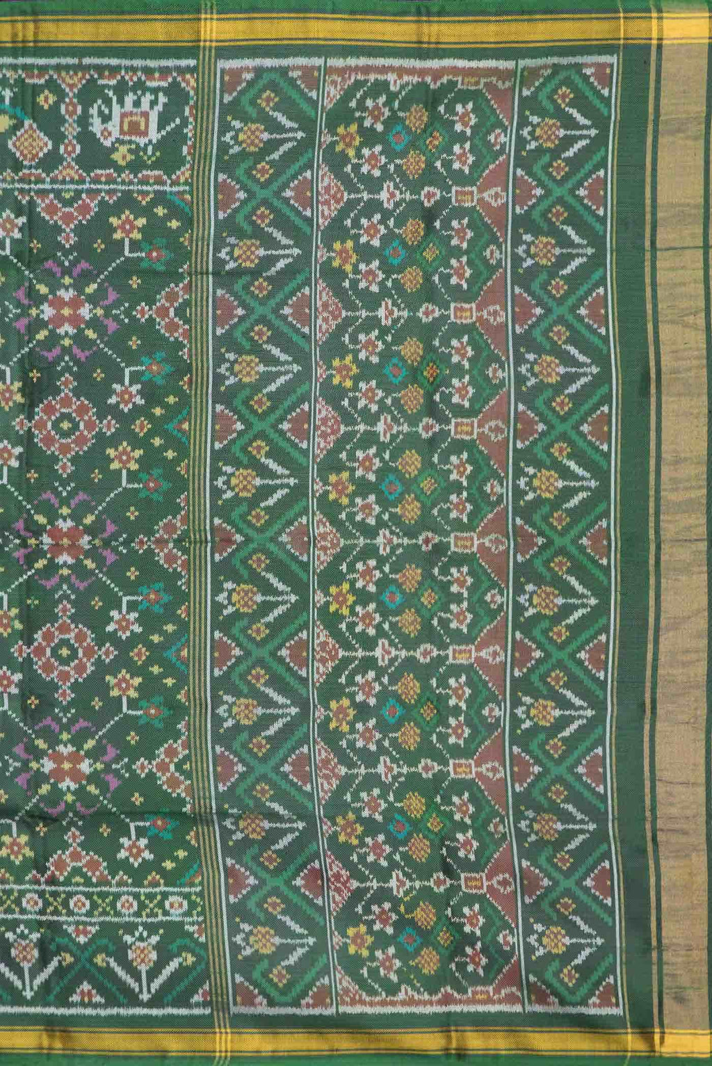 Green Dual Tone Double Ikat Saree