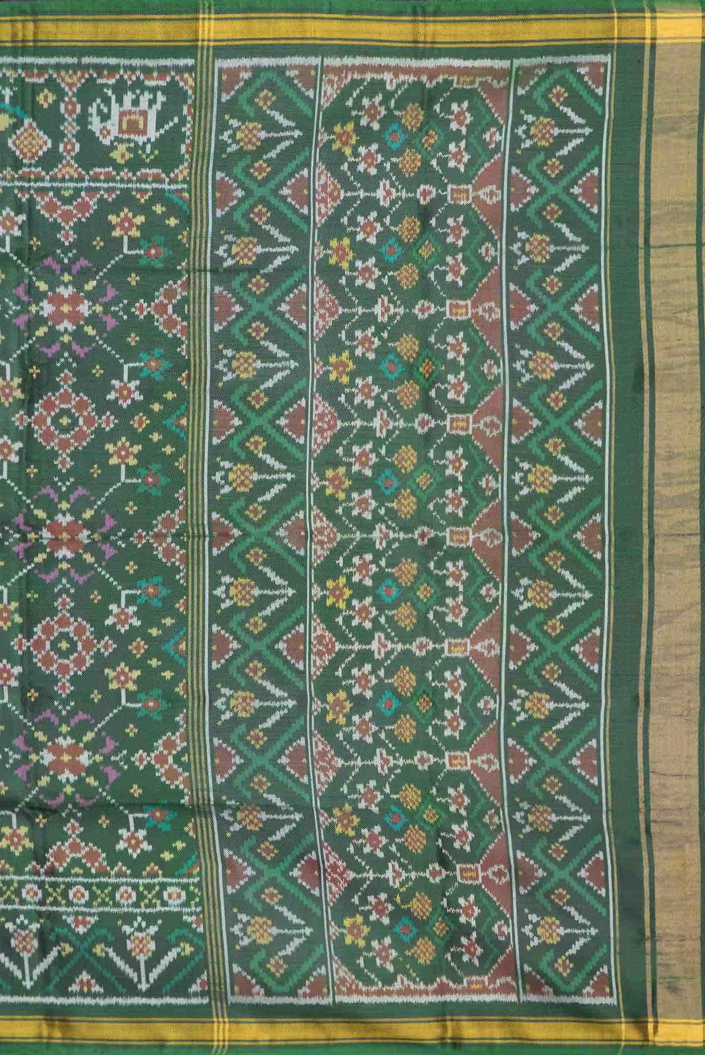 Green Dual Tone Double Ikat Saree