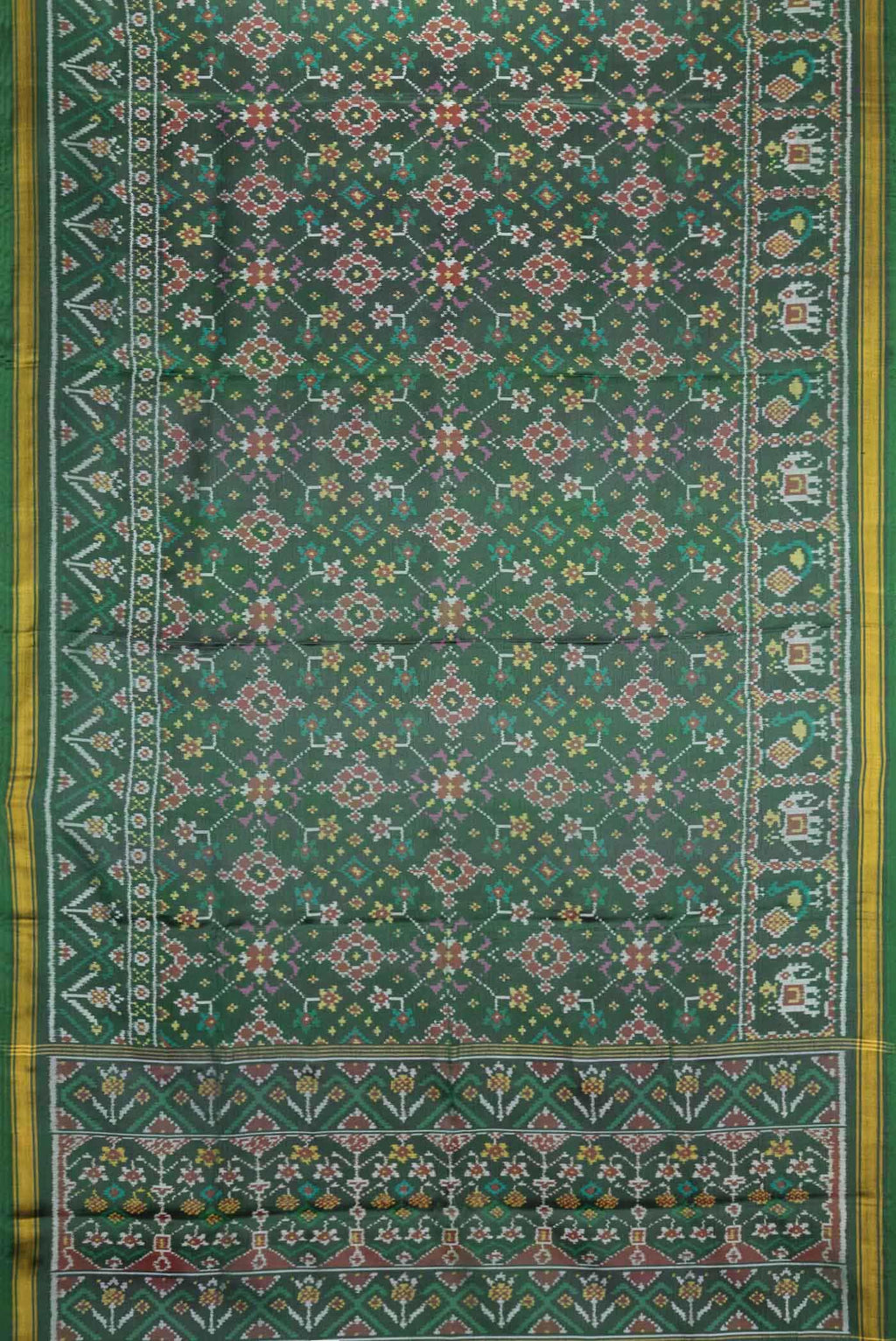 Green Dual Tone Double Ikat Saree