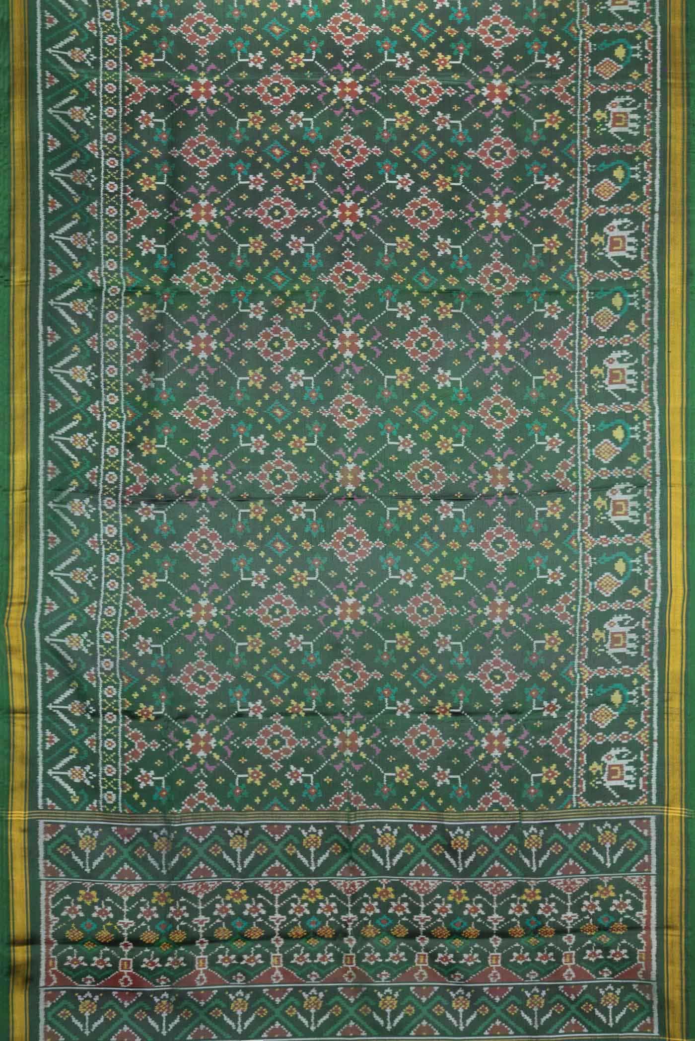 Green Dual Tone Double Ikat Saree