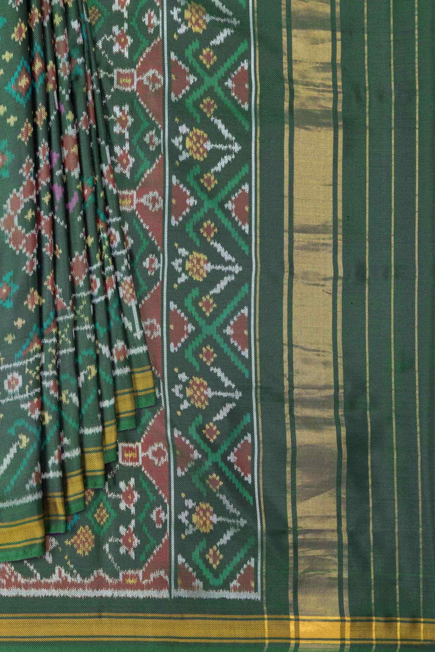 Green Dual Tone Double Ikat Saree
