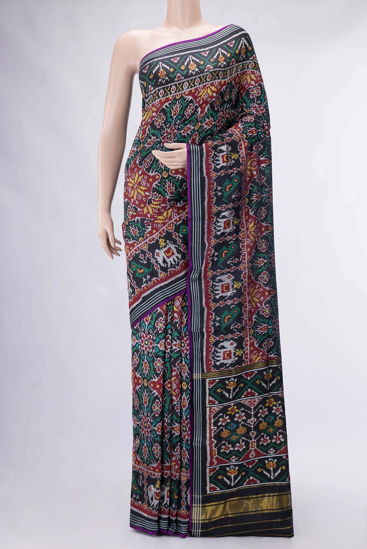 Violet Dual Tone Double Ikat Saree