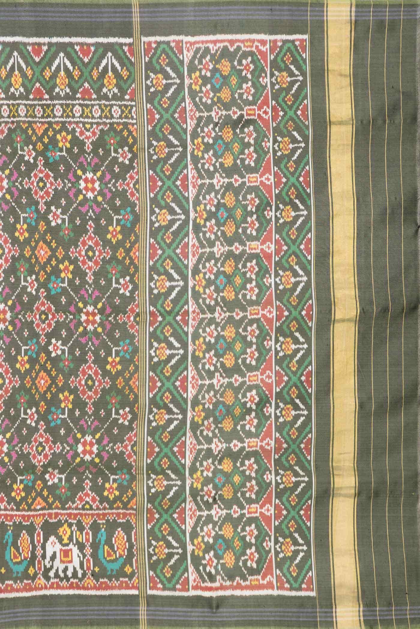 Green Dual Tone Double Ikat Saree