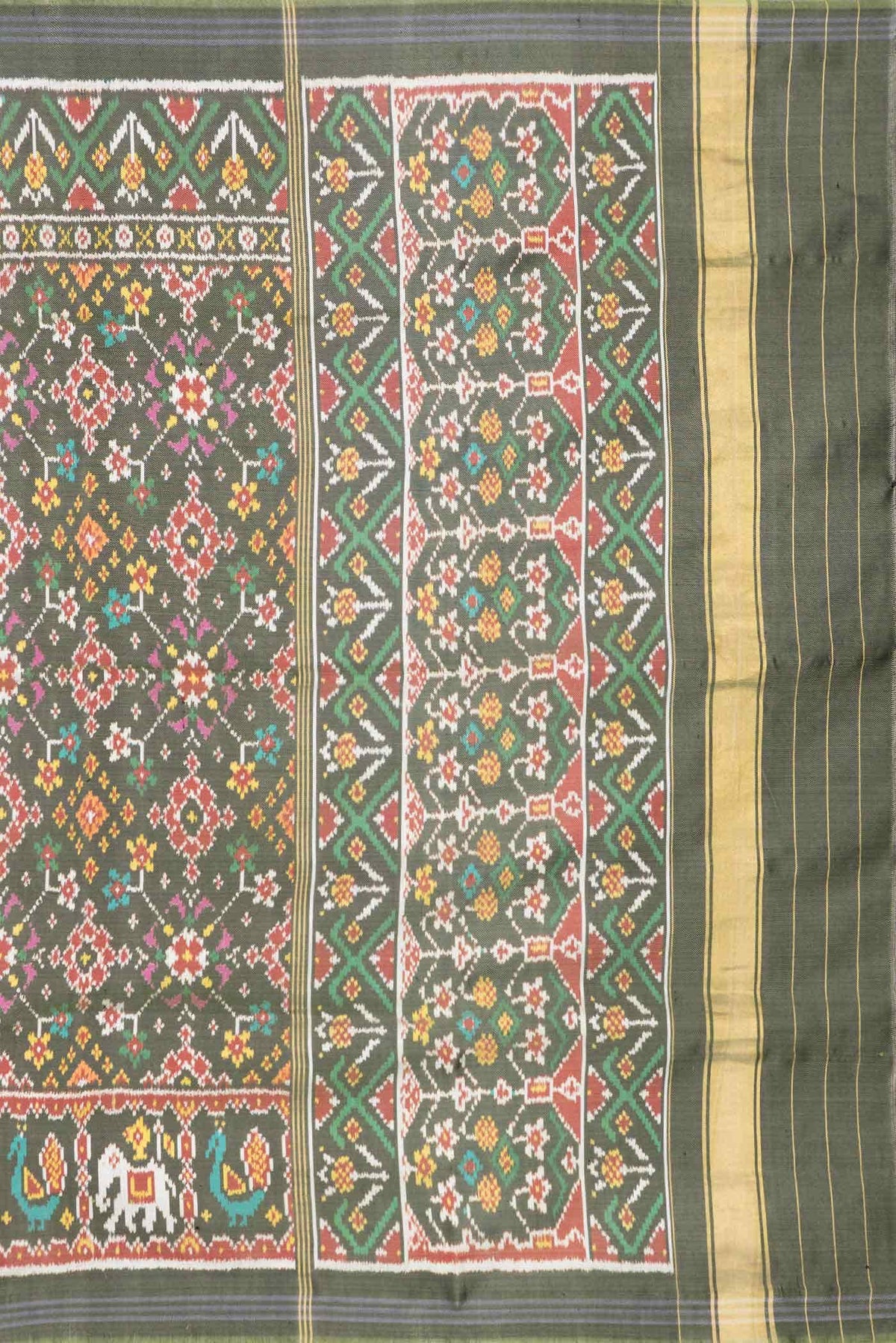 Green Dual Tone Double Ikat Saree