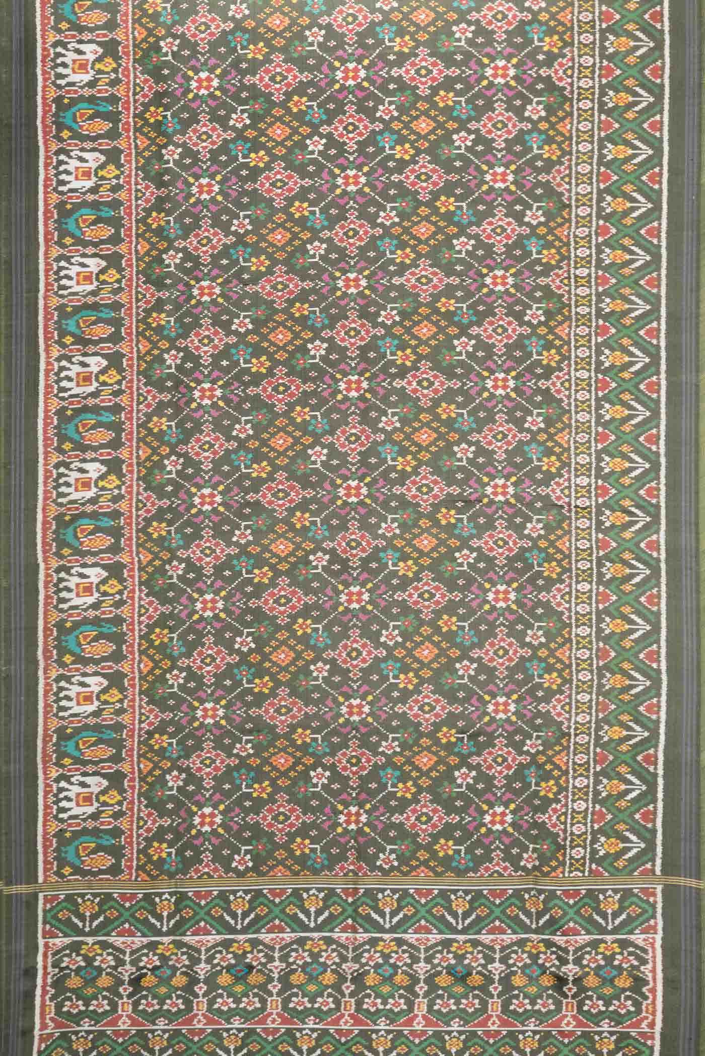 Green Dual Tone Double Ikat Saree