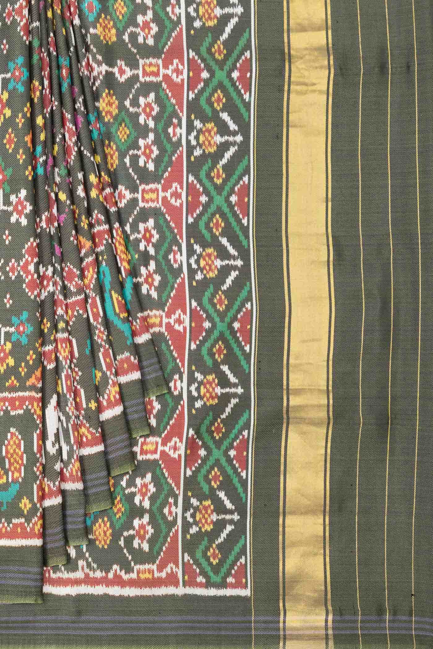 Green Dual Tone Double Ikat Saree