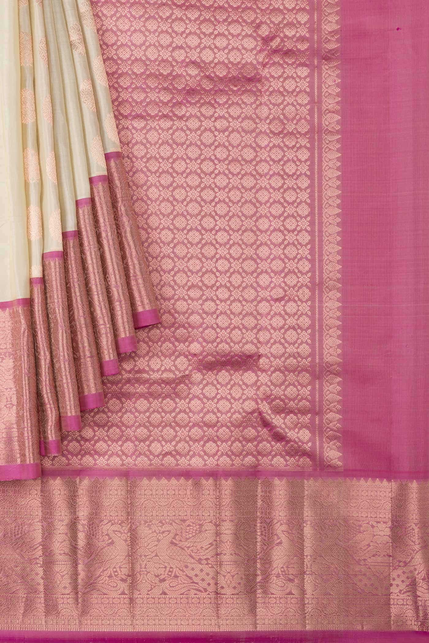 Beige Kanchipuram Silk Saree