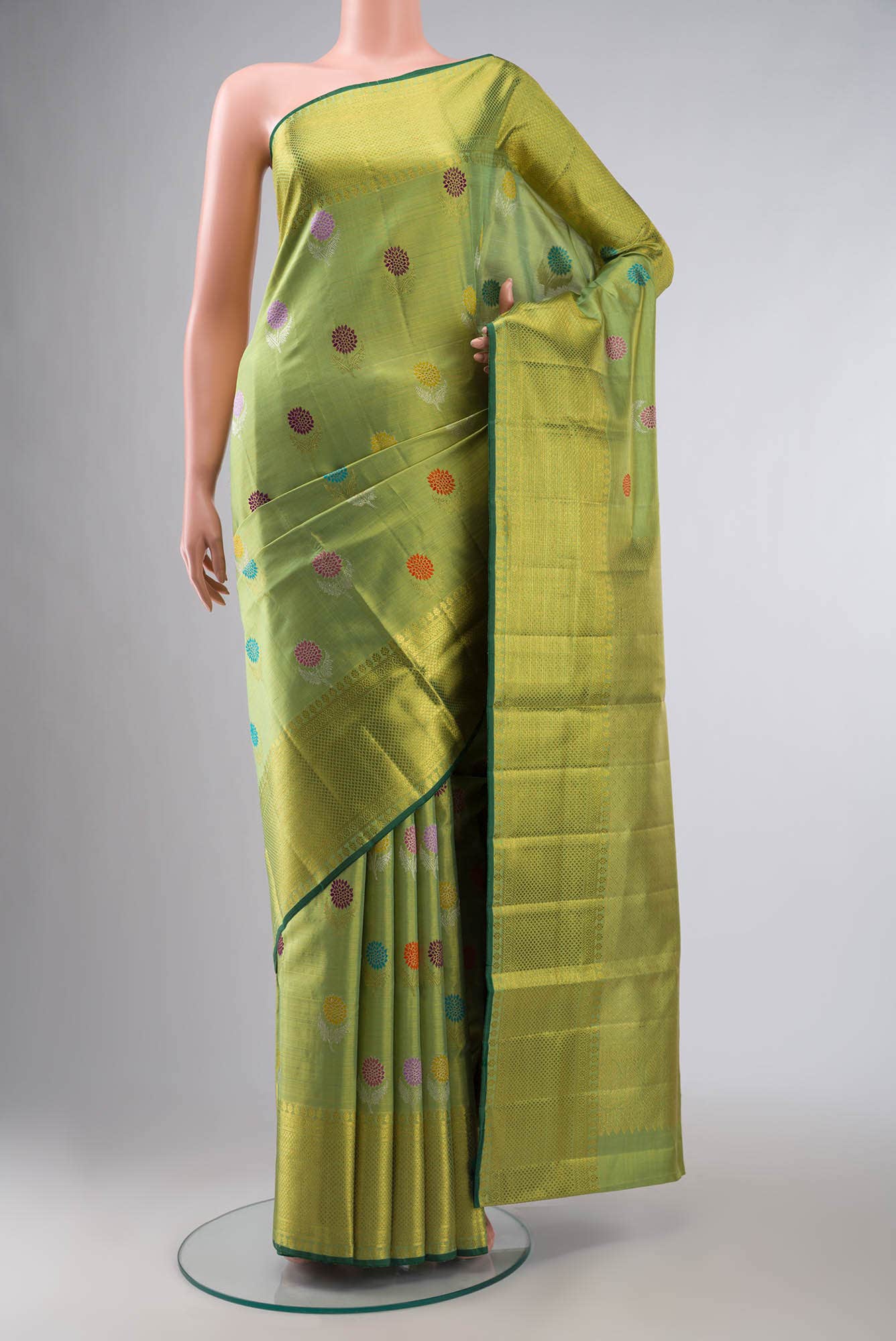 Green Kanchipuram Tissue Silk Saree