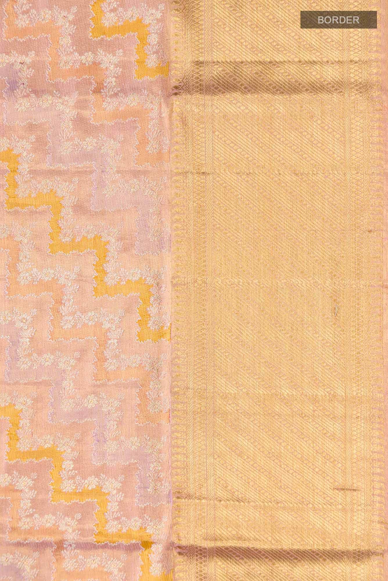 Pure Silk Pure Zari Pink With Laveder Dual Tone Kanchipuram Tissue Saree
