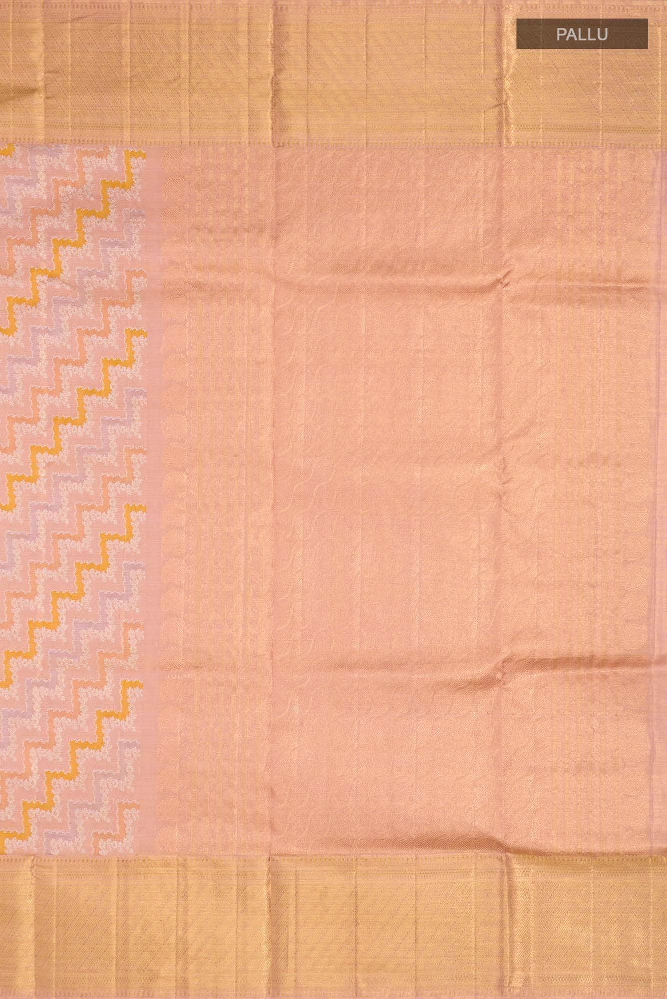 Pure Silk Pure Zari Pink With Laveder Dual Tone Kanchipuram Tissue Saree