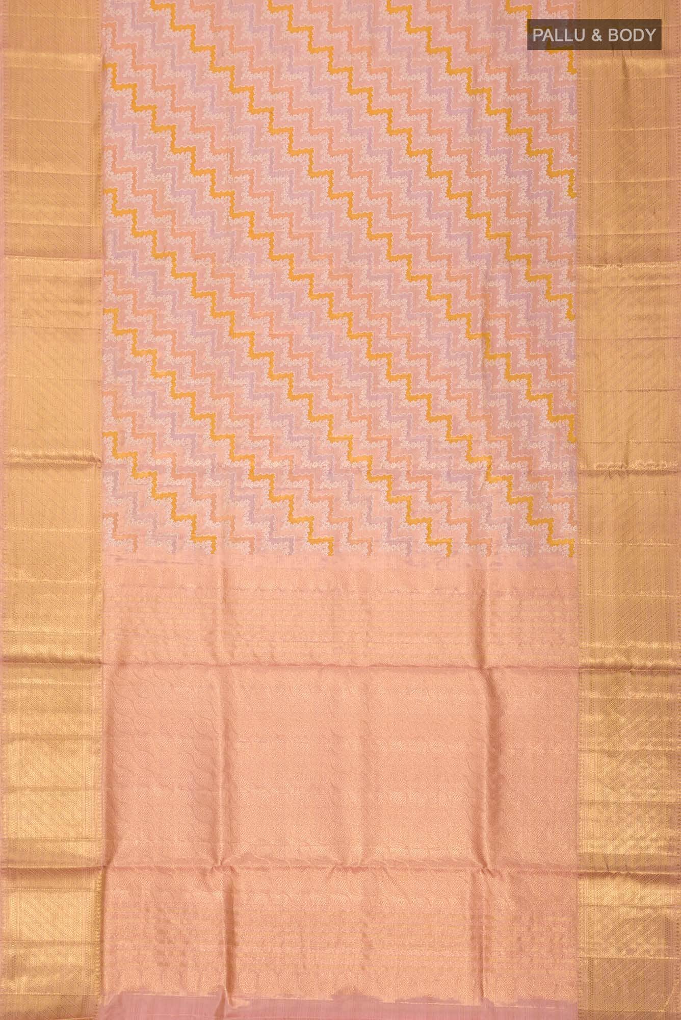 Pure Silk Pure Zari Pink With Laveder Dual Tone Kanchipuram Tissue Saree