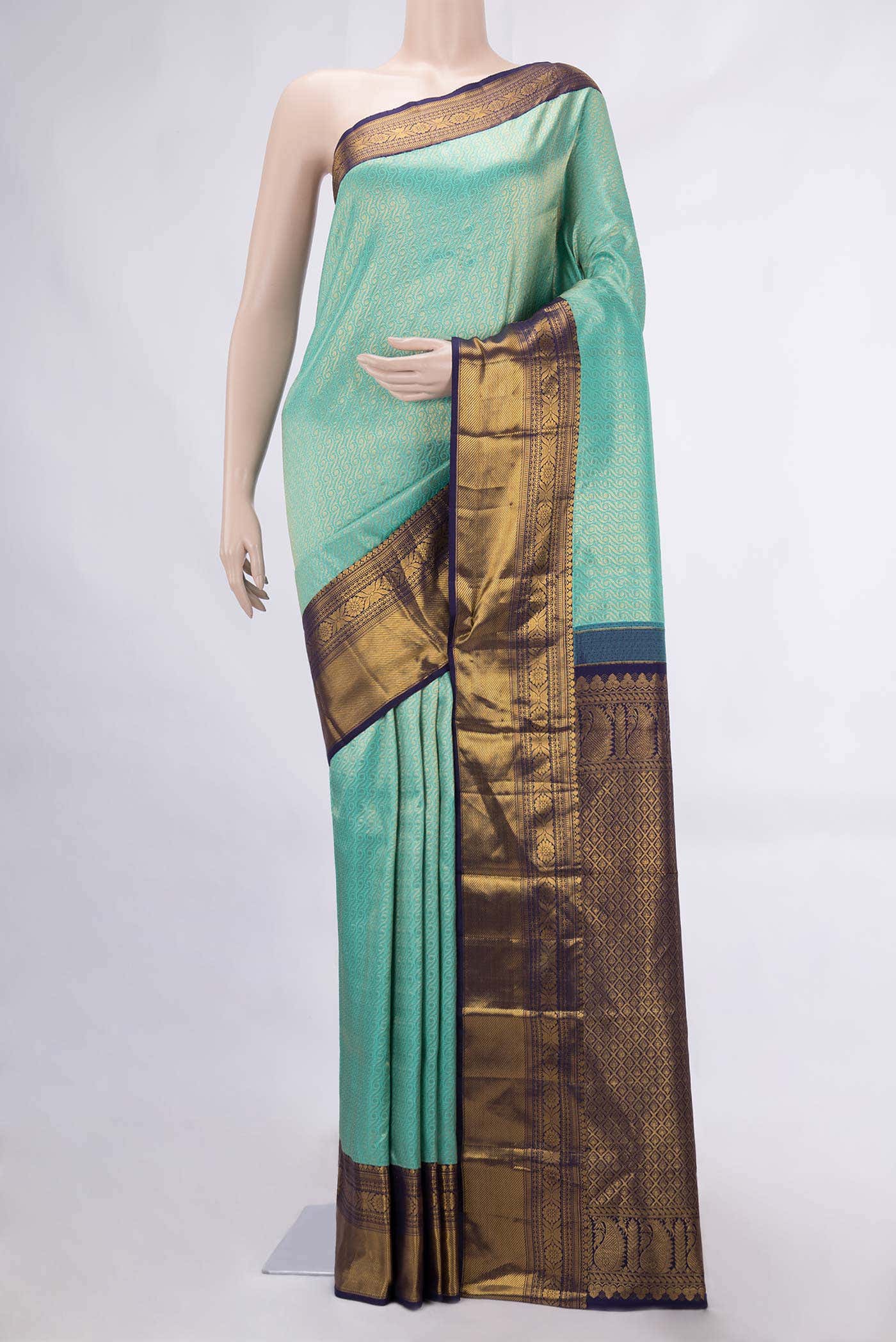 Sky Blue Kanchipuram Silk Saree