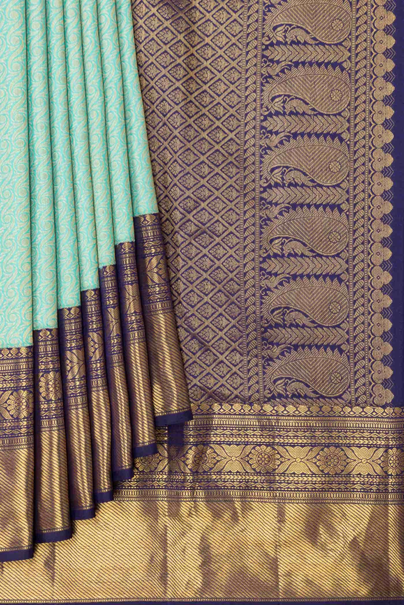 Sky Blue Kanchipuram Silk Saree