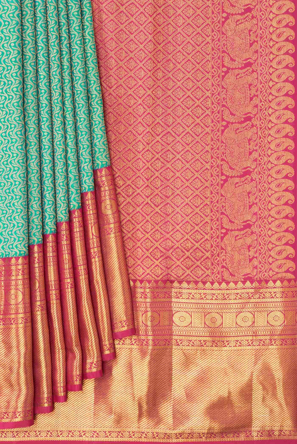 Green Dual Tone Kanchipuram Silk Saree