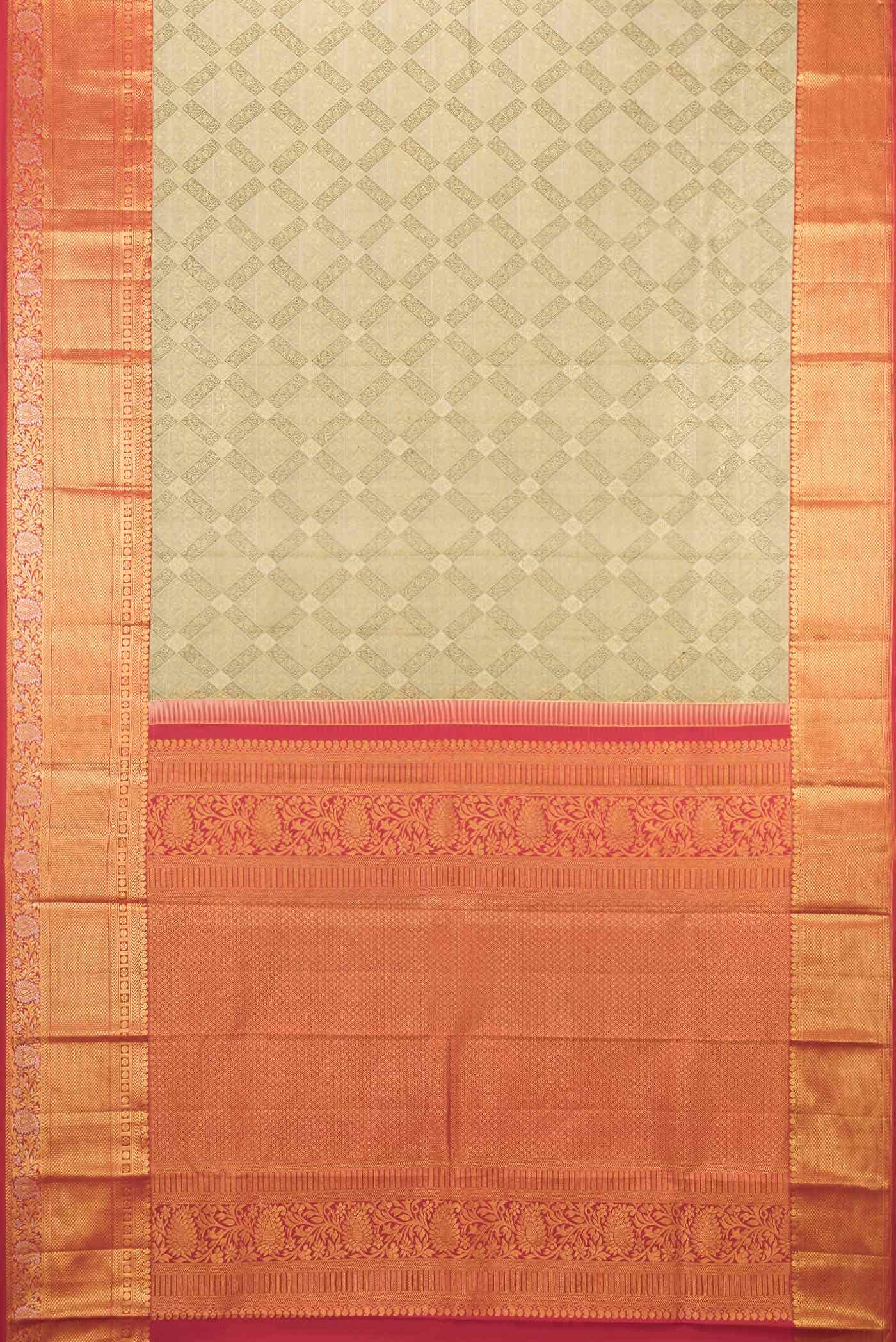Davys Grey Dual Tone Kanchipuram Silk Saree