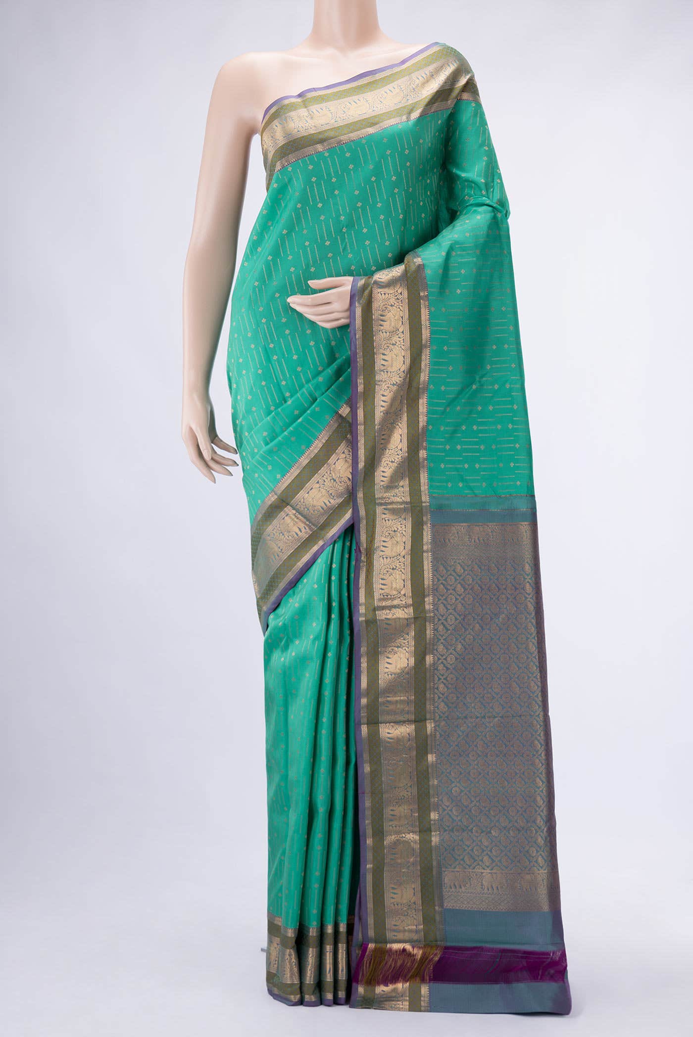 Sea Green Kanchipuram Silk Saree