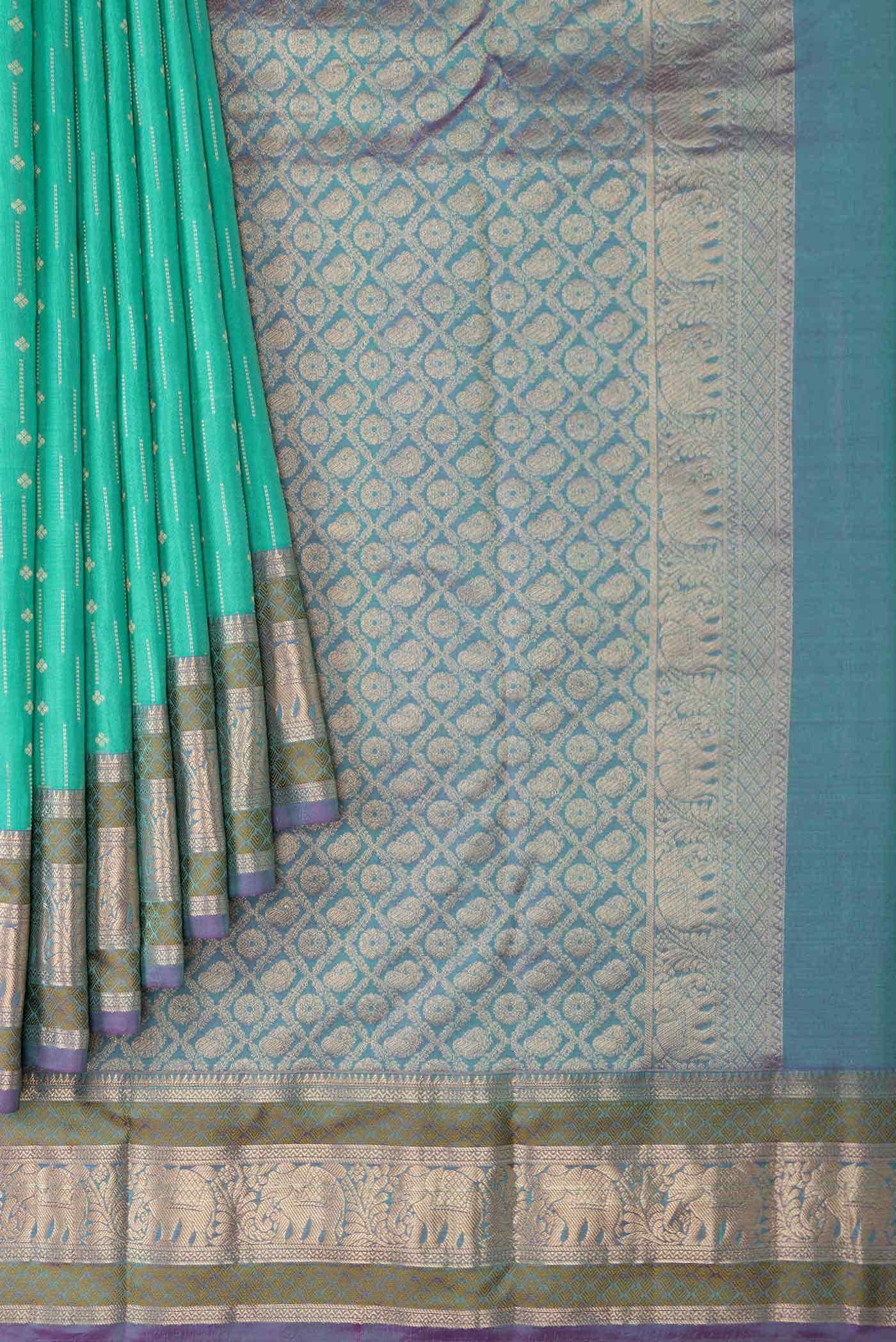 Sea Green Kanchipuram Silk Saree