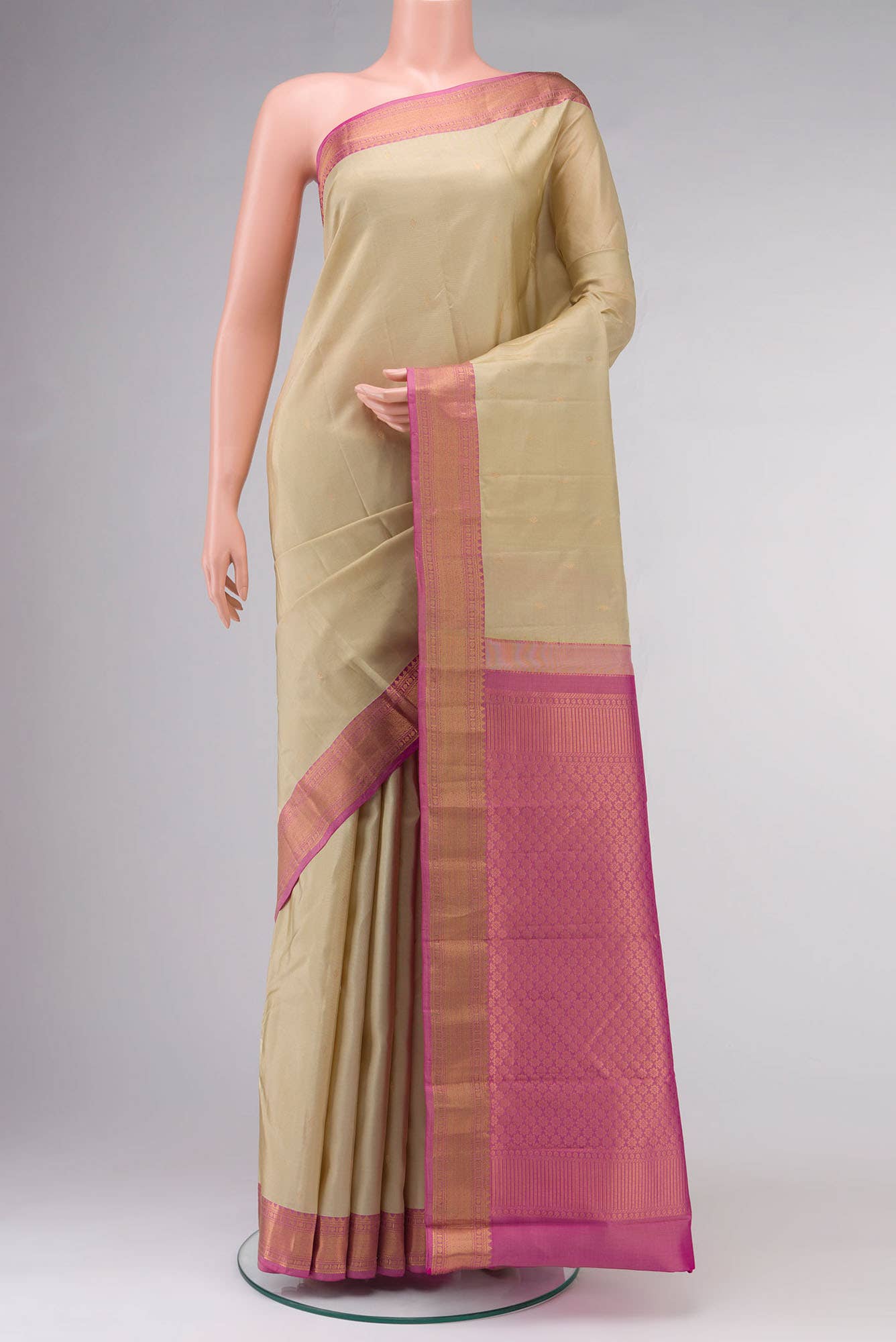 Beige Kanchipuram Silk Saree