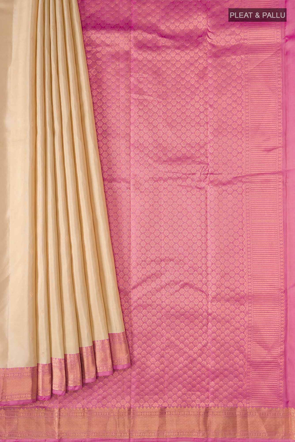 Beige Kanchipuram Silk Saree