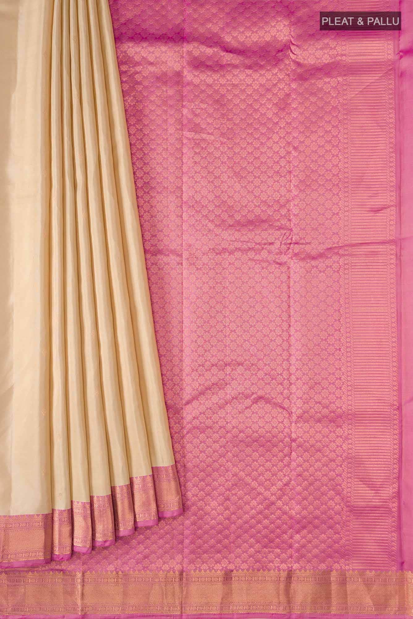 Beige Kanchipuram Silk Saree