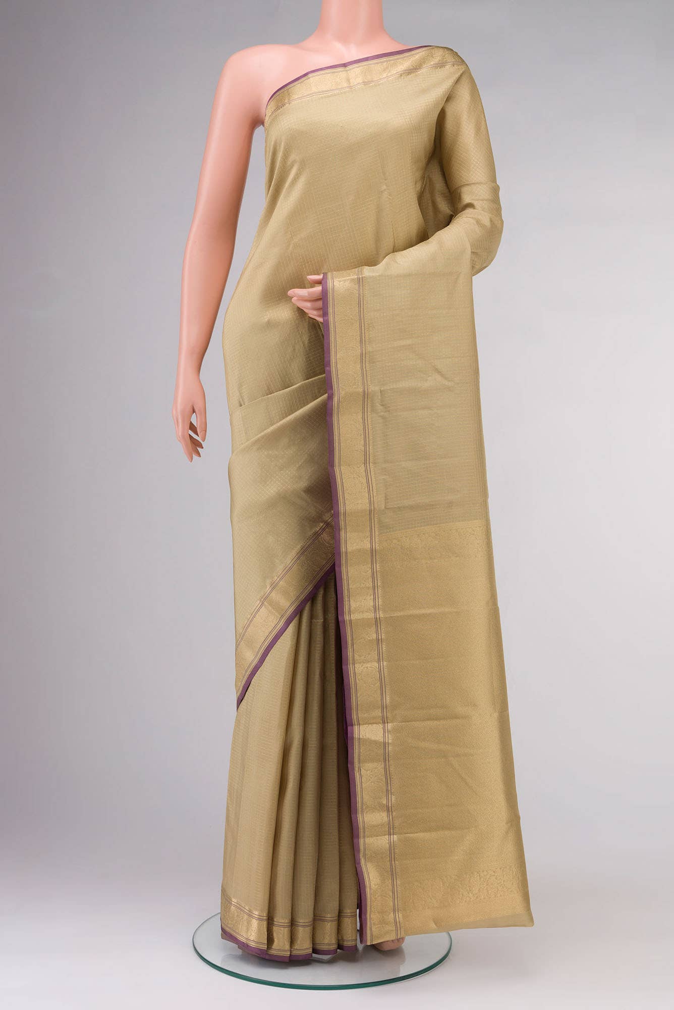 Beige Kanchipuram Silk Saree