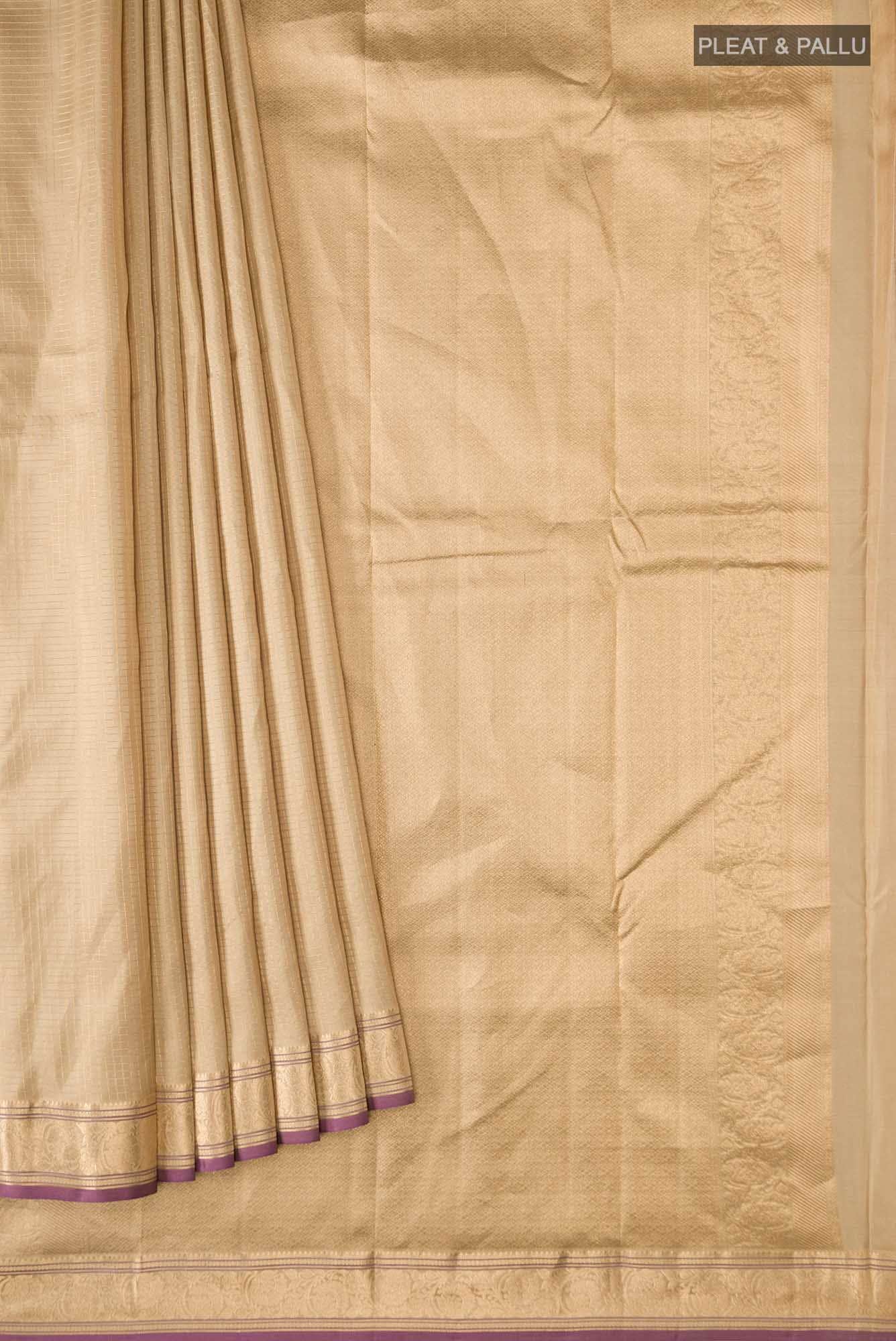Beige Kanchipuram Silk Saree