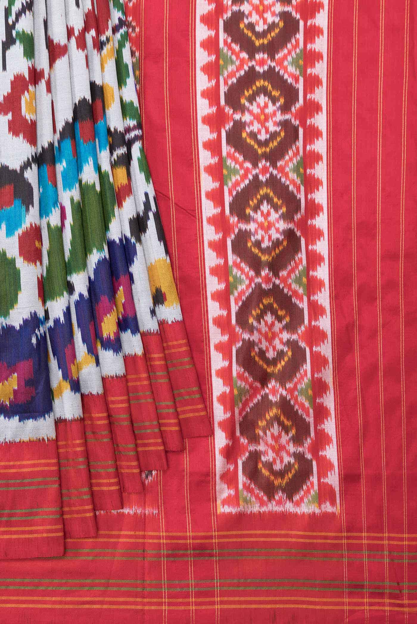 Grey Dual Tone Double Ikat Saree