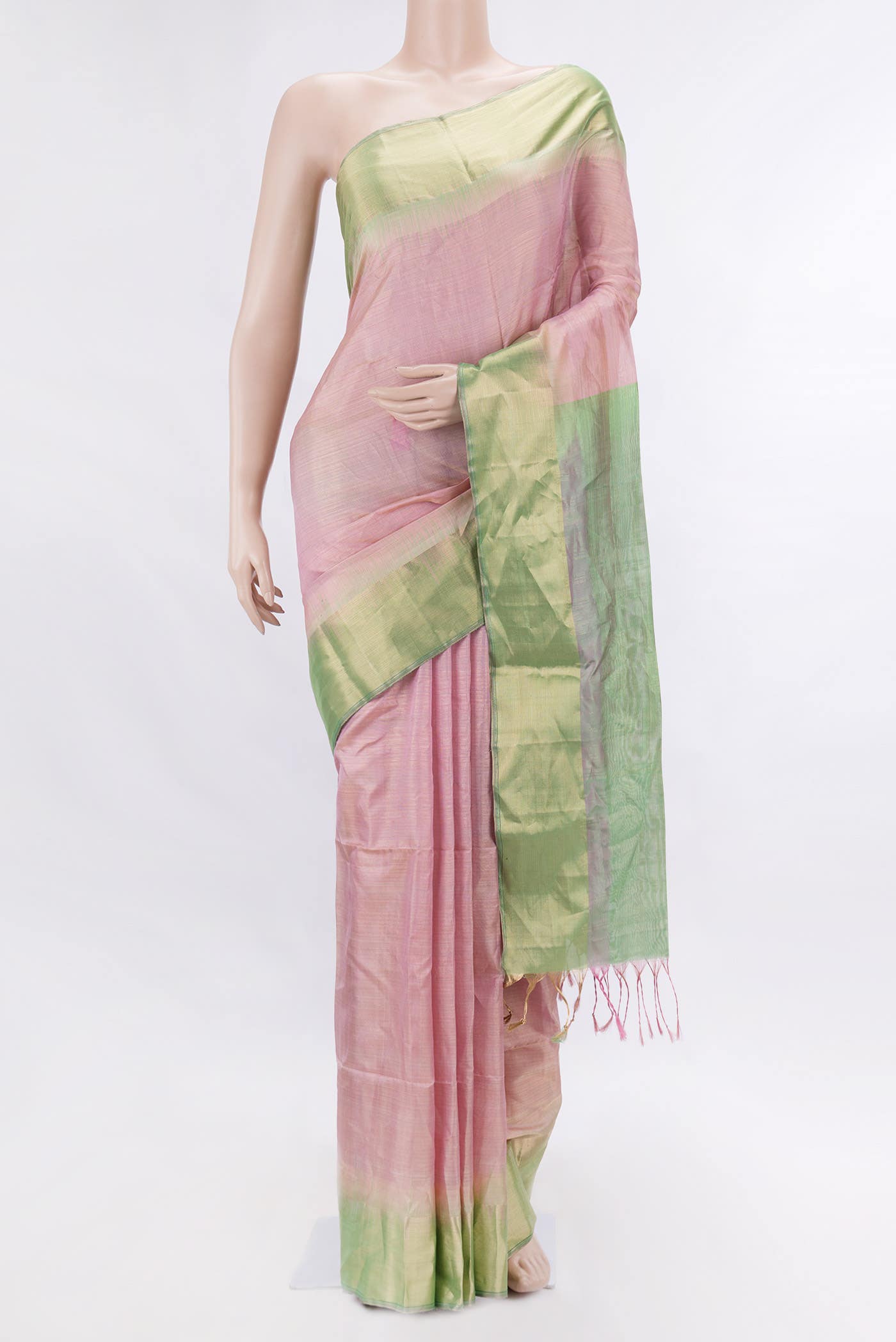 Pink Dual Tone Soft Silk Saree