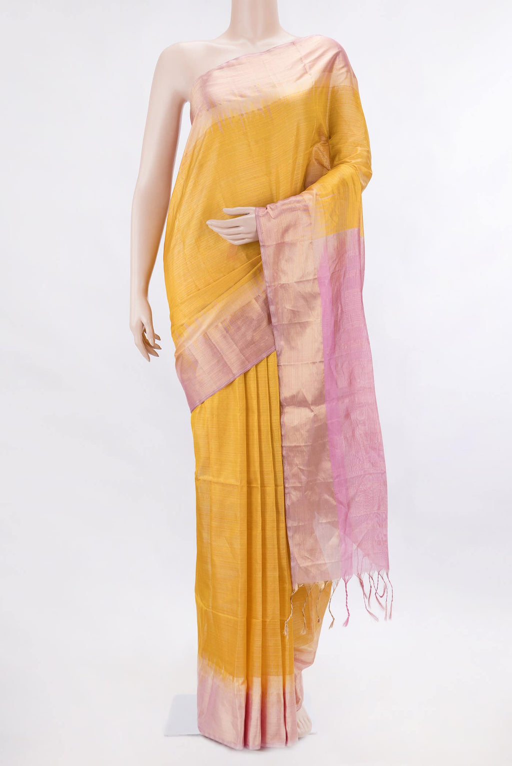 Yellow Dual Tone Soft Silk Saree