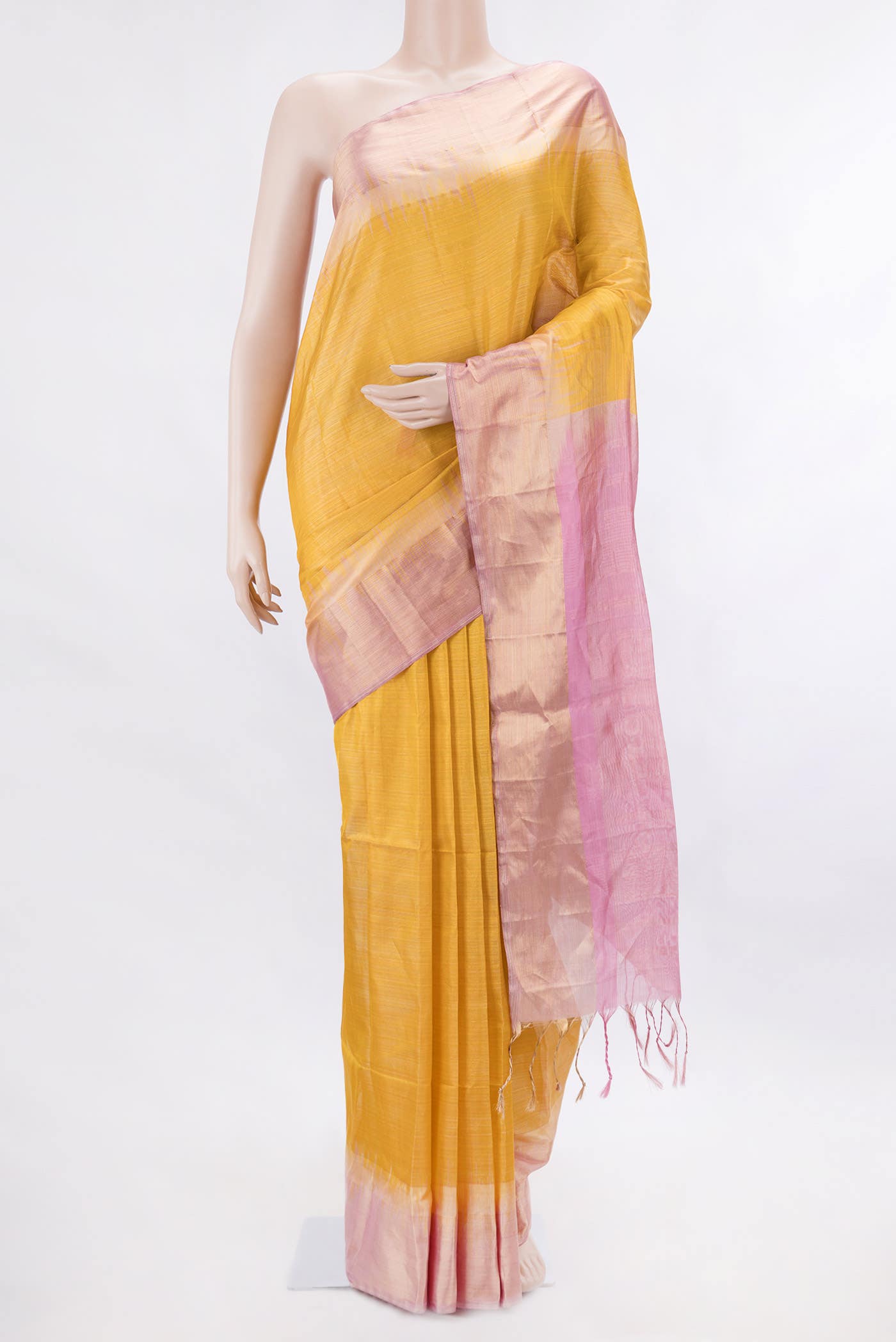 Yellow Dual Tone Soft Silk Saree