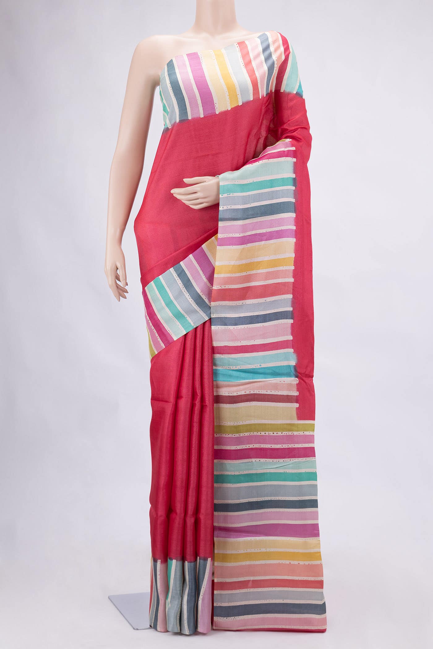 Pink Dual Tone Tussar Silk Saree