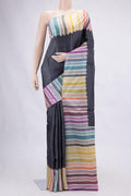 Navy Blue Tussar Silk Saree