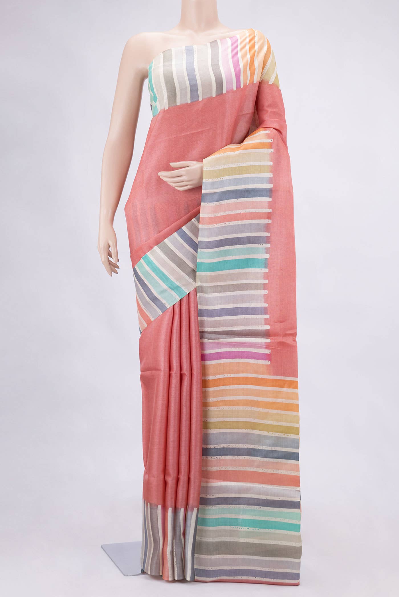 Rose pink Dual Tone Tussar Silk Saree