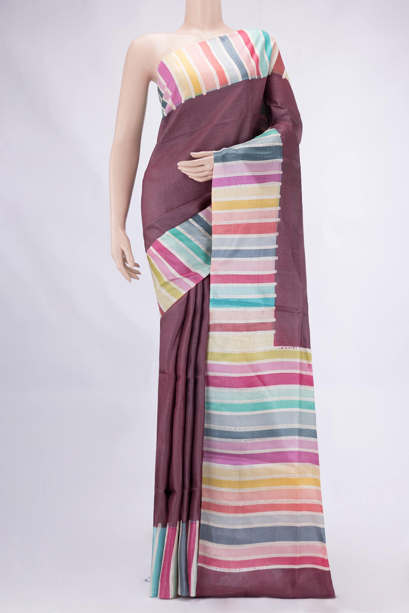 Multi Tussar Silk Saree