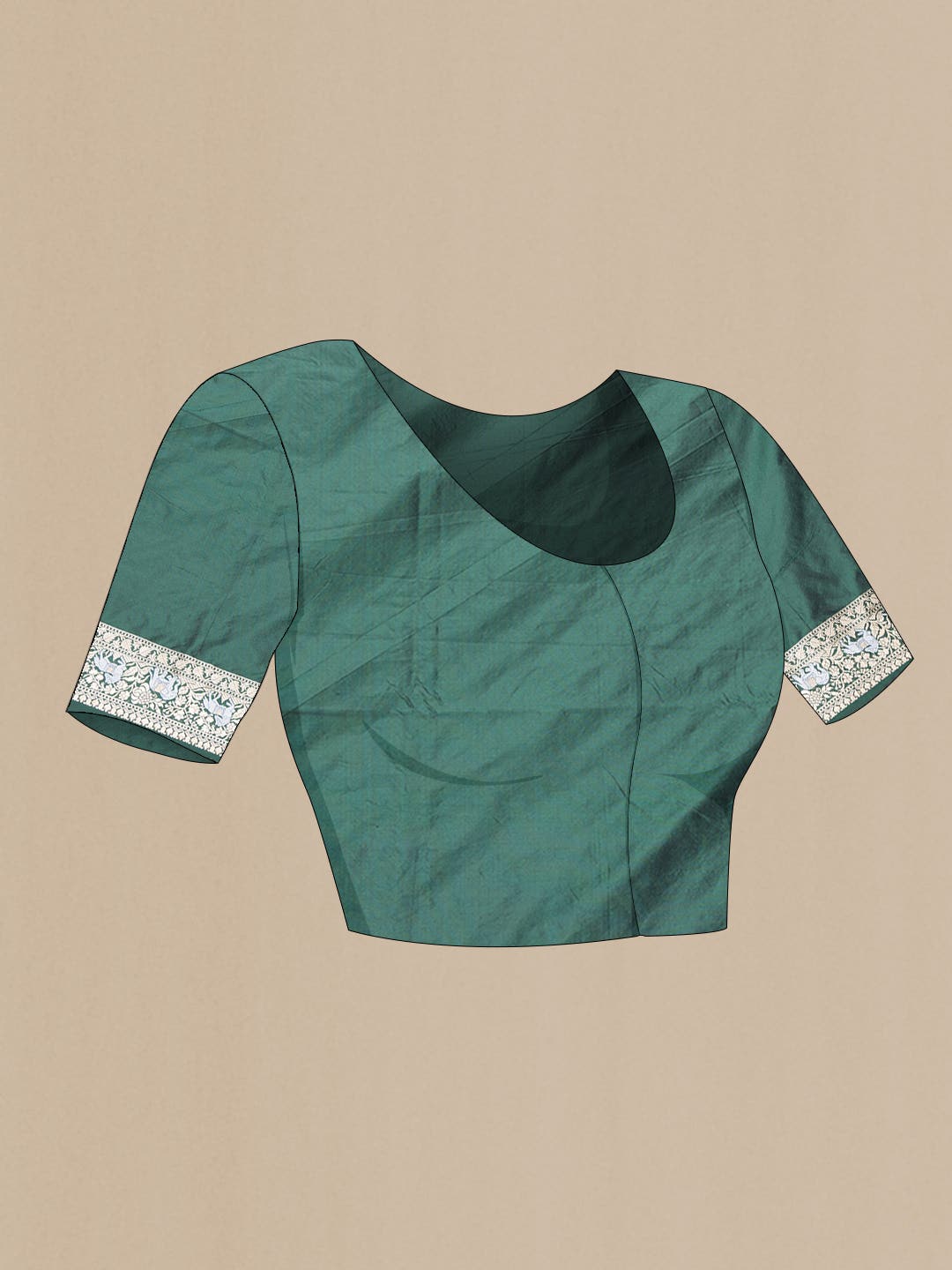 Bottle Green Dual Tone Banarasi Silk Saree