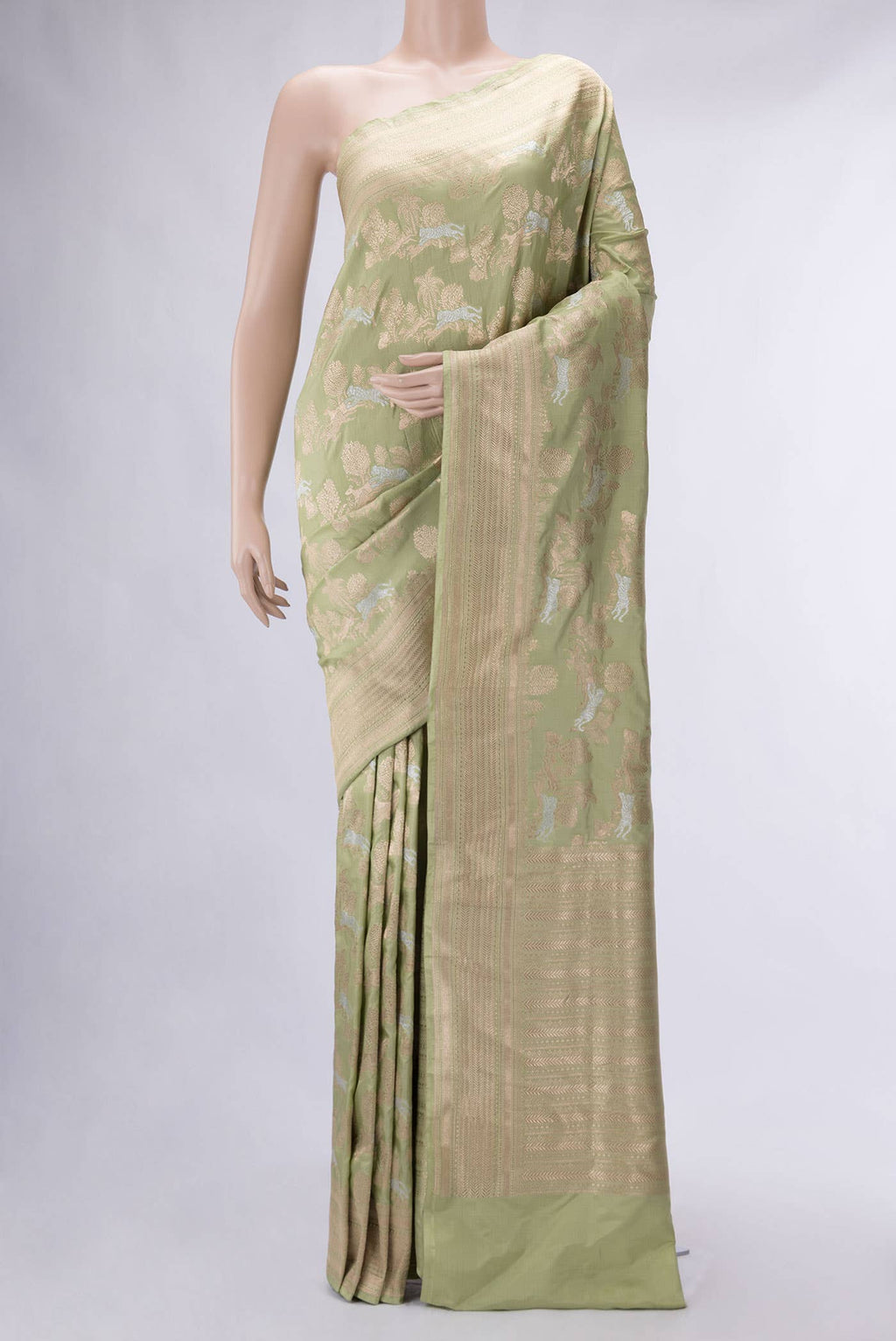 Pista Green Banarasi Silk Saree