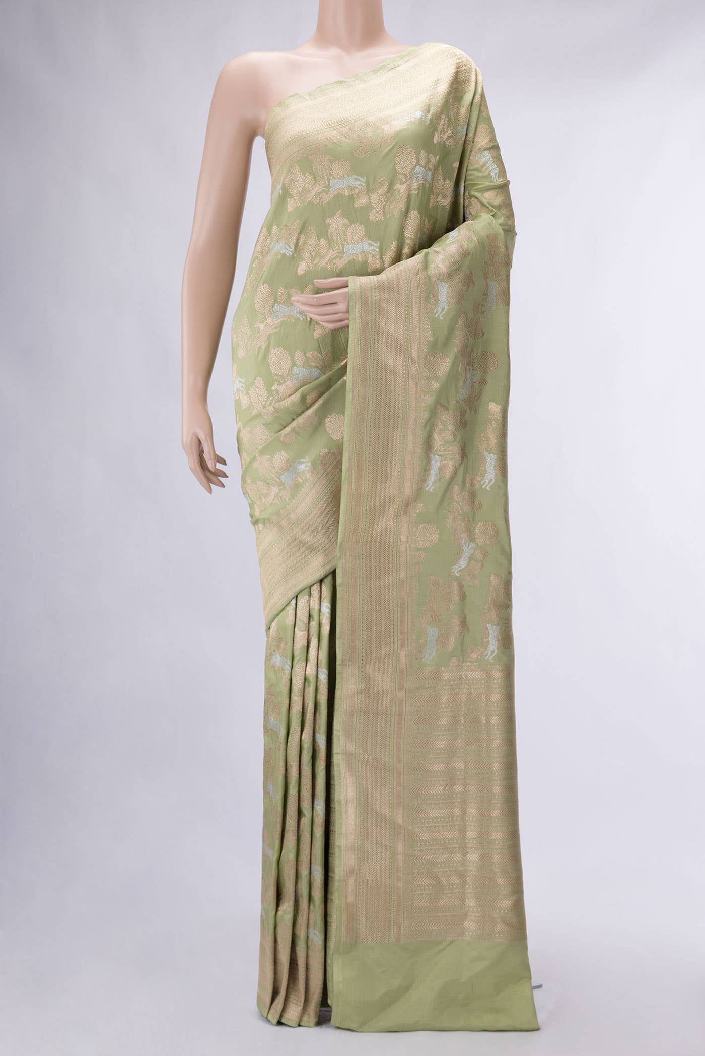 Pista Green Banarasi Silk Saree