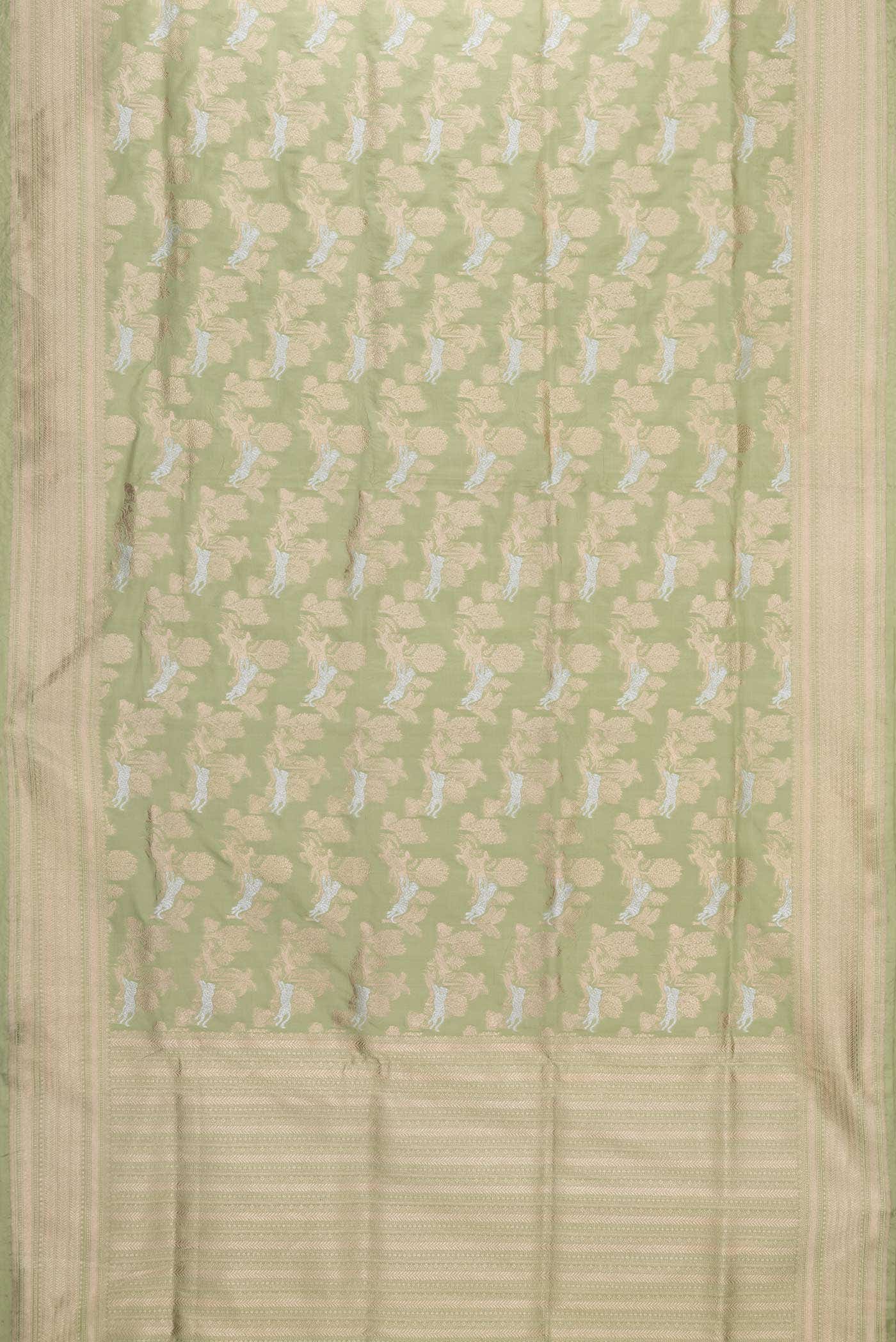 Pista Green Banarasi Silk Saree