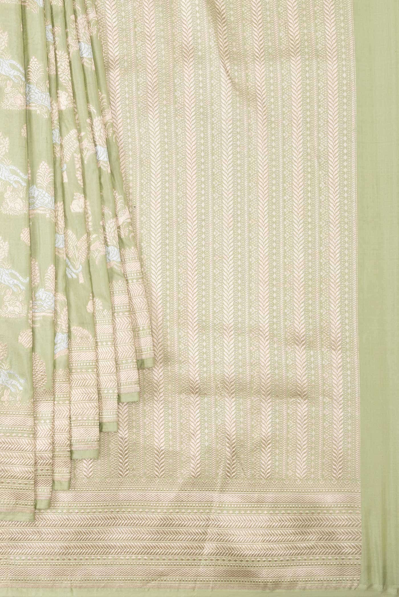 Pista Green Banarasi Silk Saree