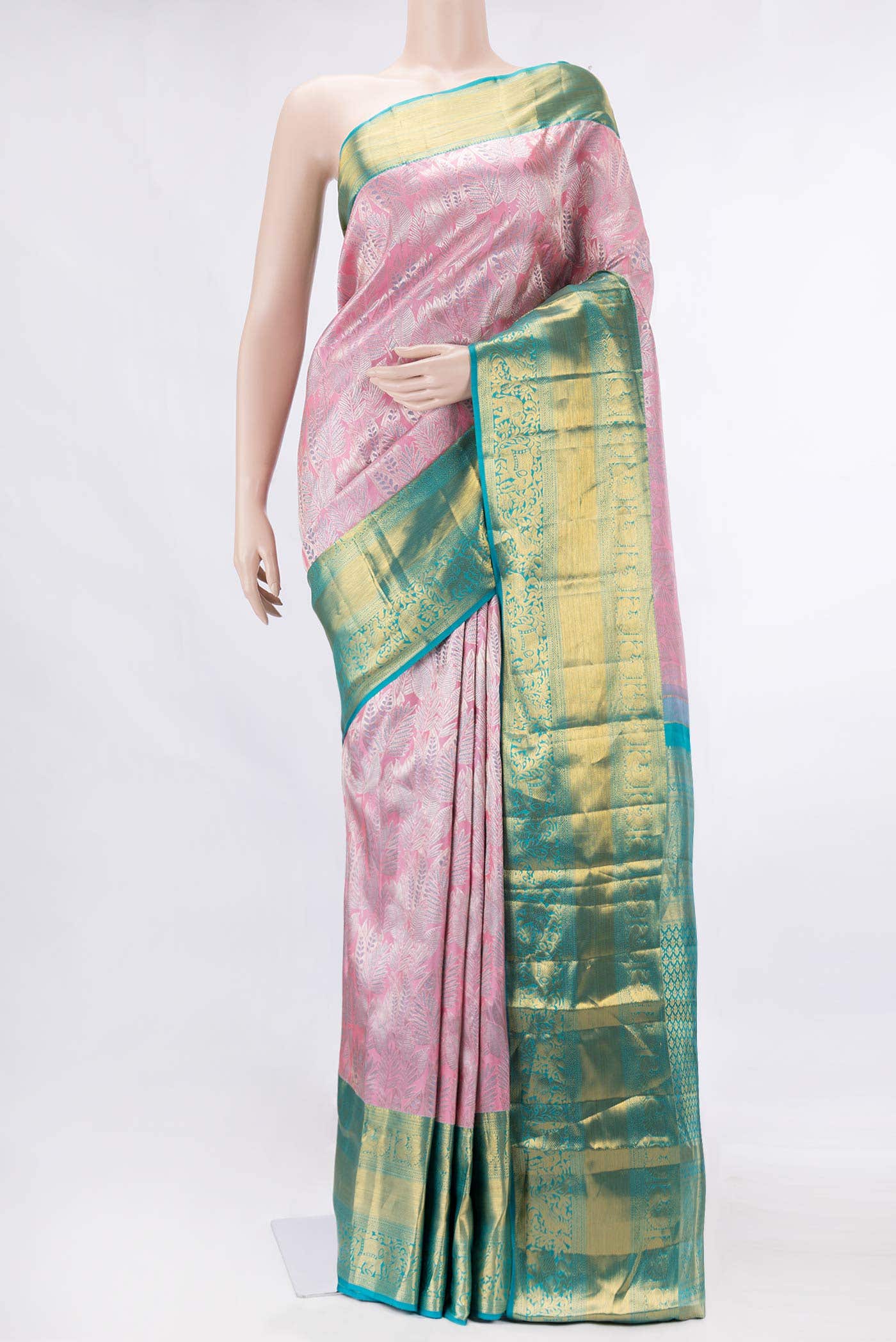Pink Dual Tone Kanchipuram Silk Saree