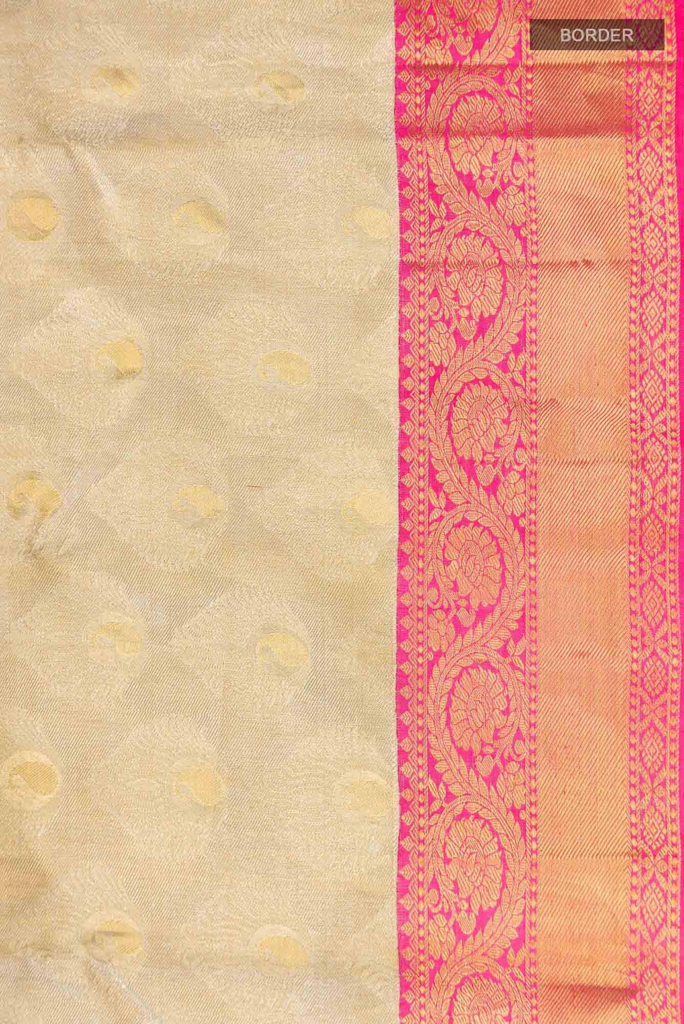 Beige Kanchipuram Tissue Silk Saree