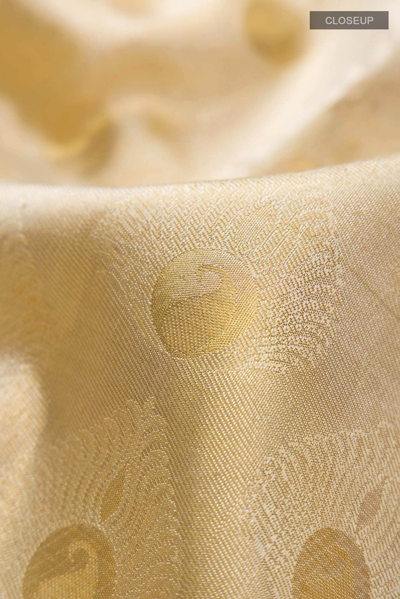 Beige Kanchipuram Tissue Silk Saree