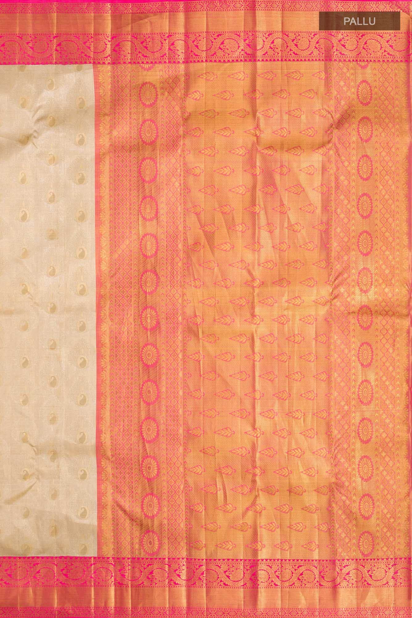 Beige Kanchipuram Tissue Silk Saree