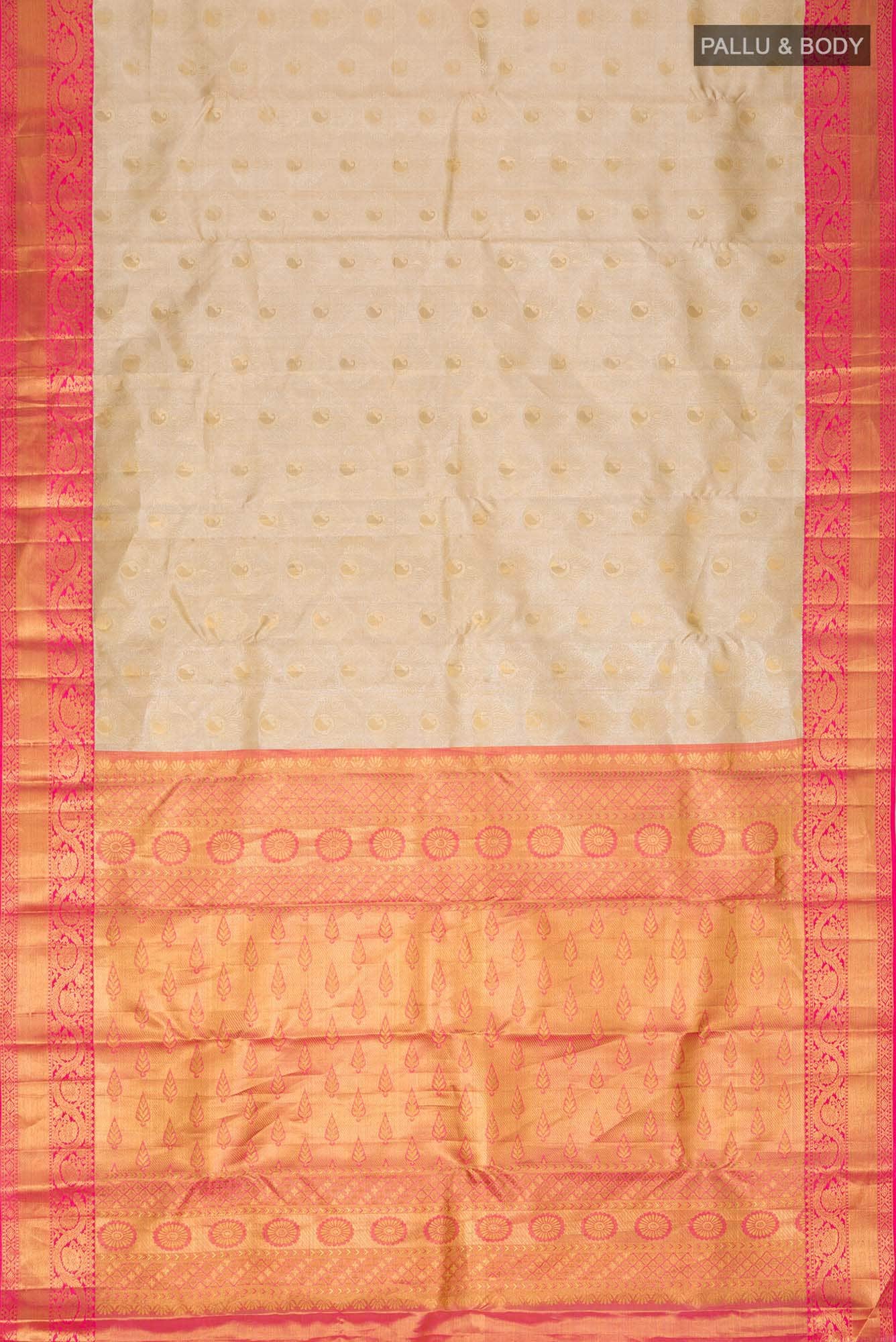 Beige Kanchipuram Tissue Silk Saree