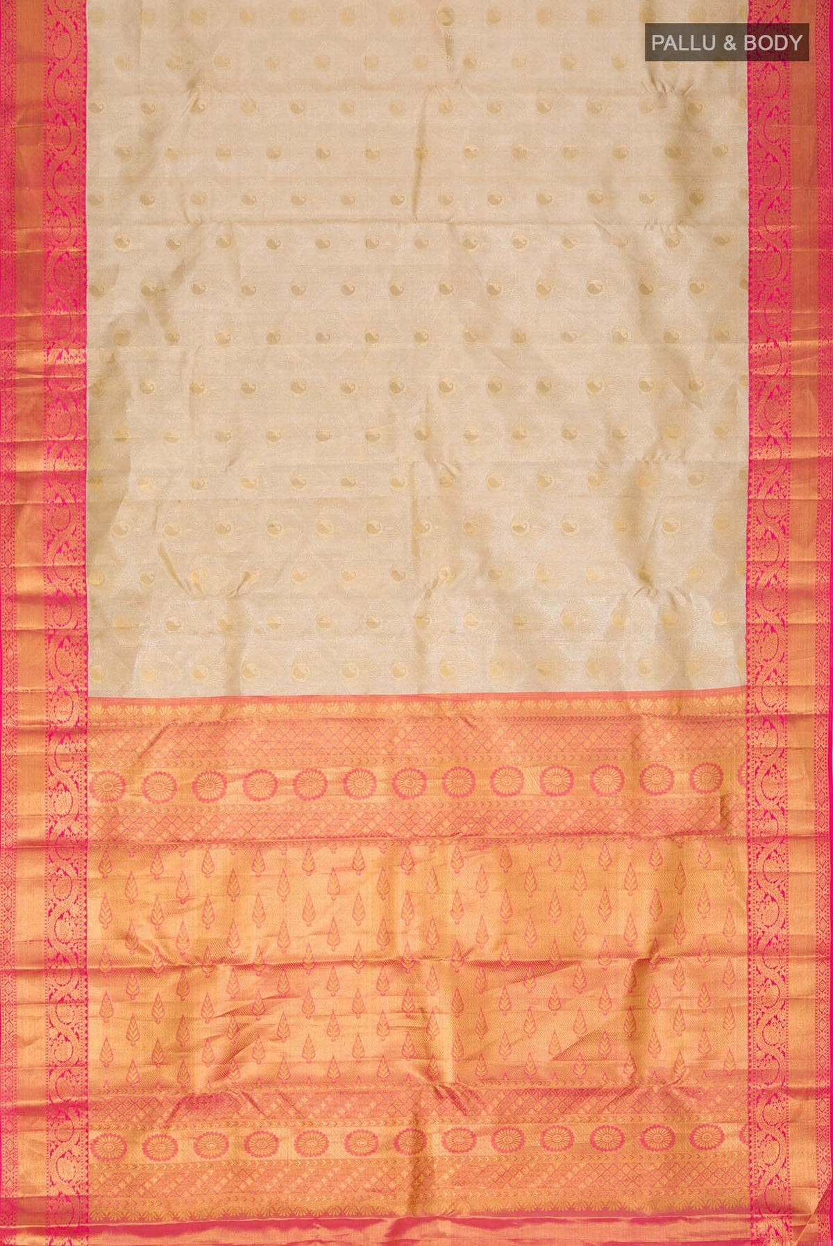 Beige Kanchipuram Tissue Silk Saree