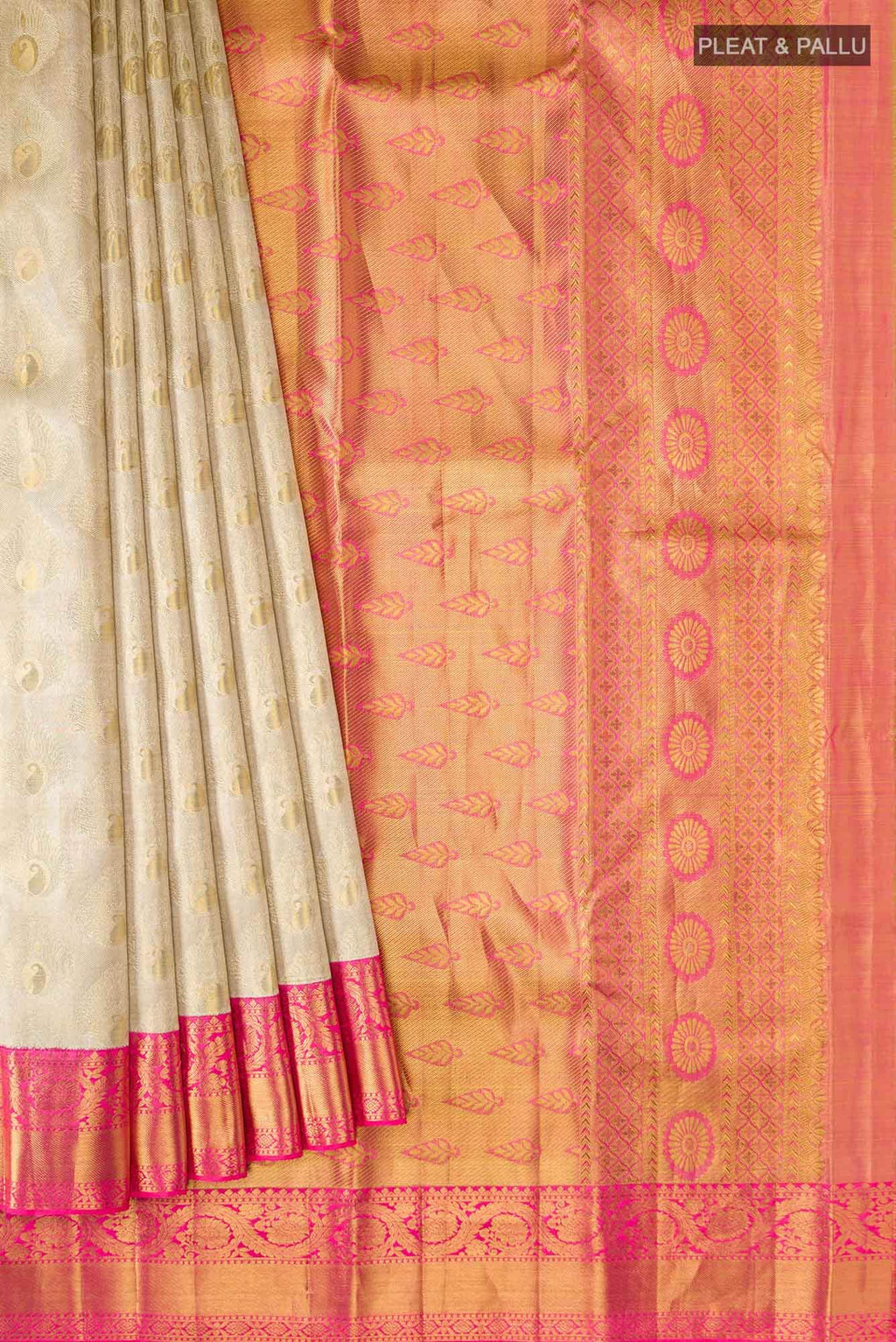 Beige Kanchipuram Tissue Silk Saree