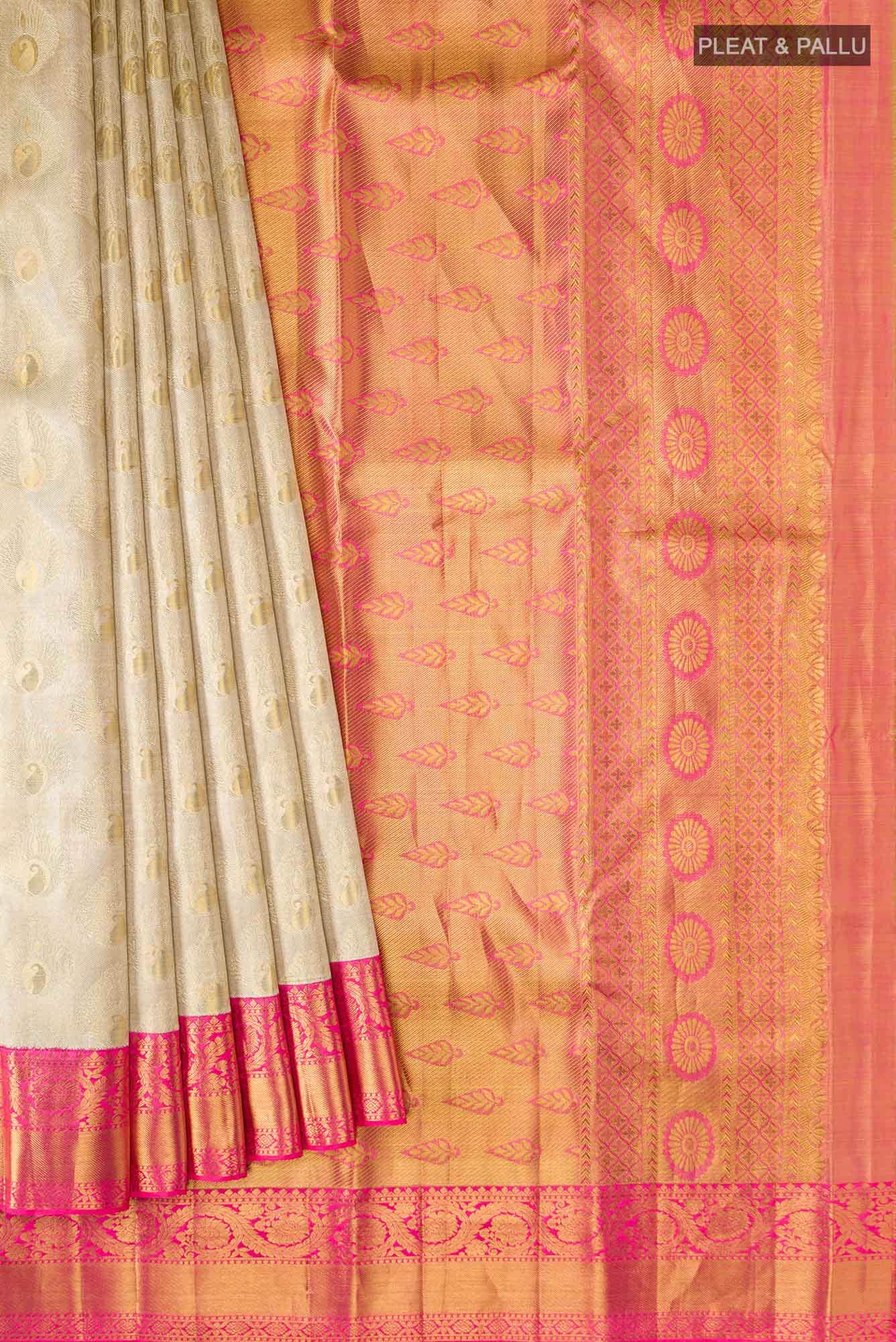 Beige Kanchipuram Tissue Silk Saree