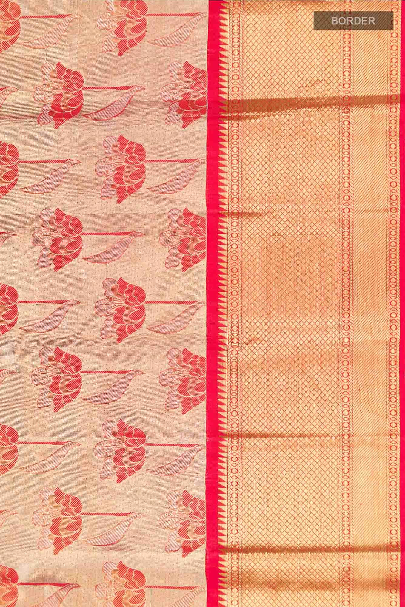 Beige Kanchipuram Tissue Silk Saree