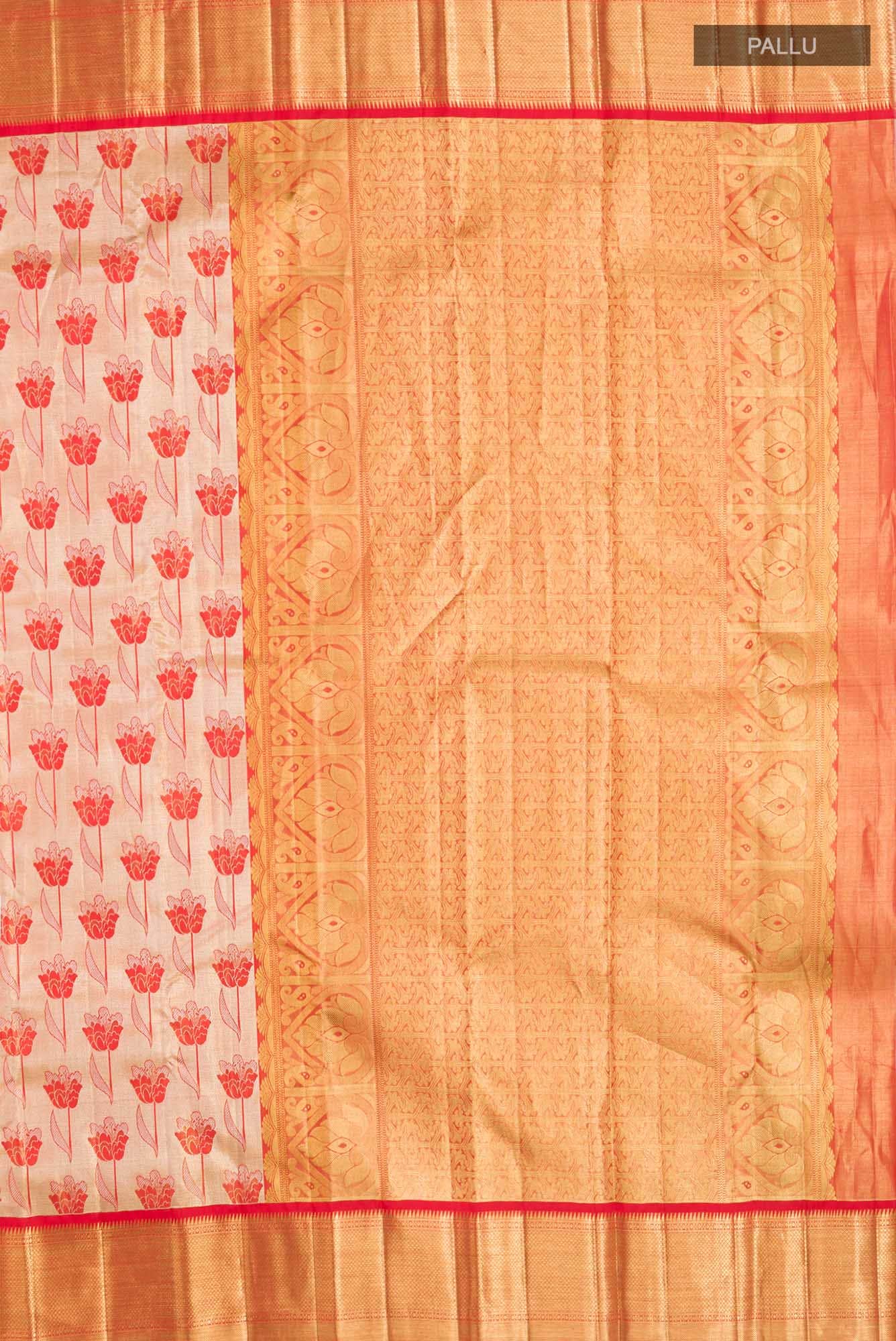 Beige Kanchipuram Tissue Silk Saree