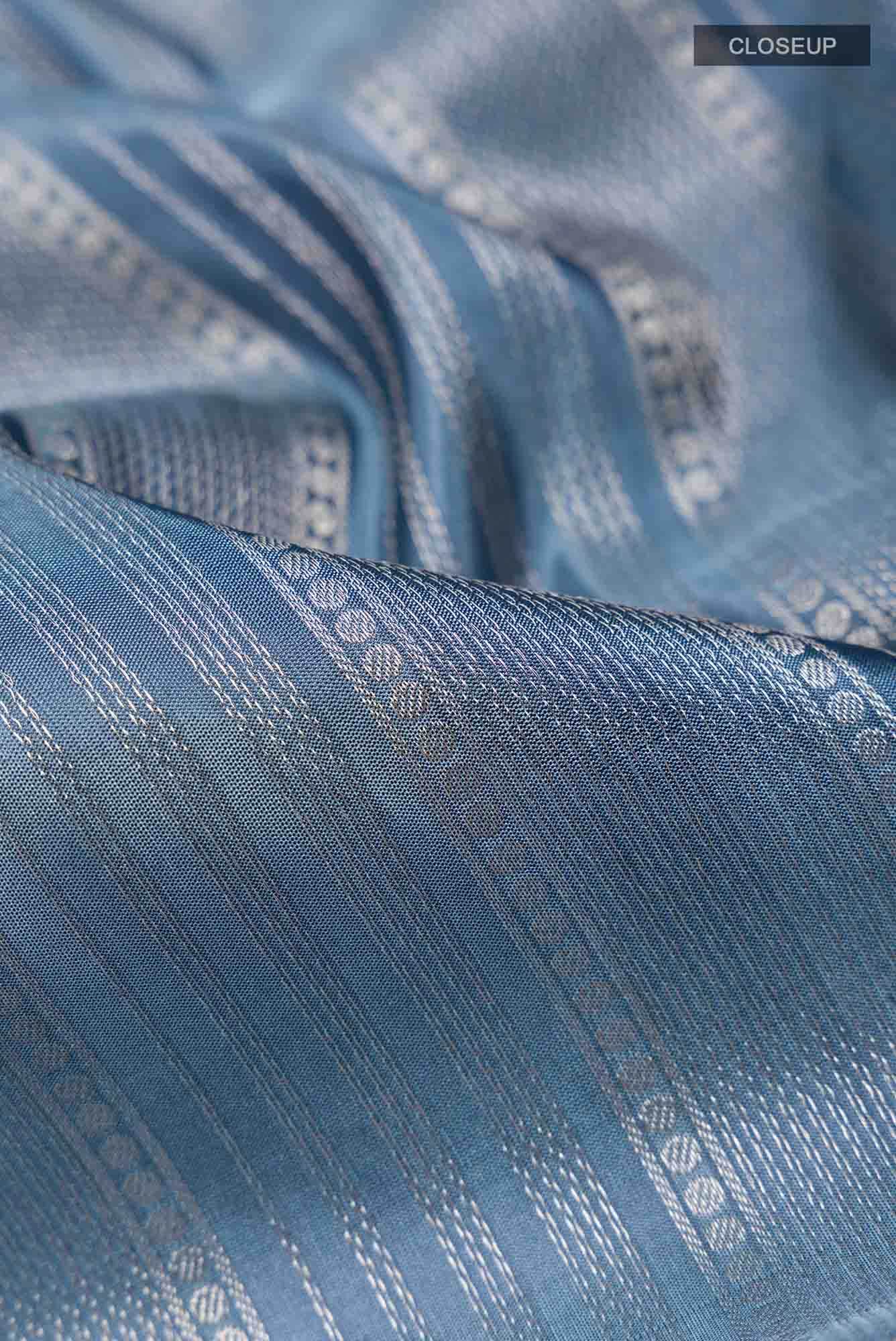 Blue Grey Soft Silk Saree